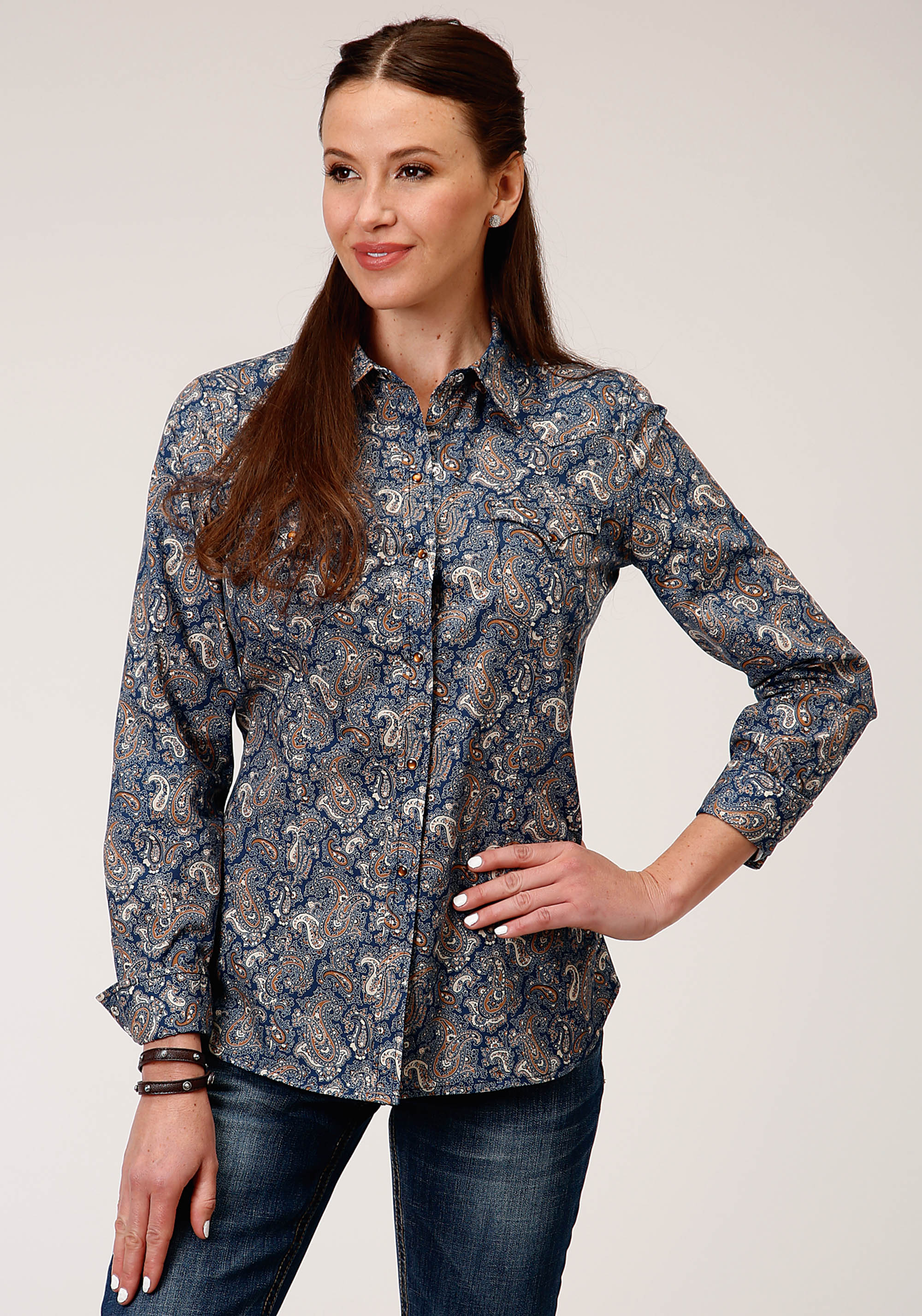 West Made Collection Womens Blue 1263 River Paisley Print