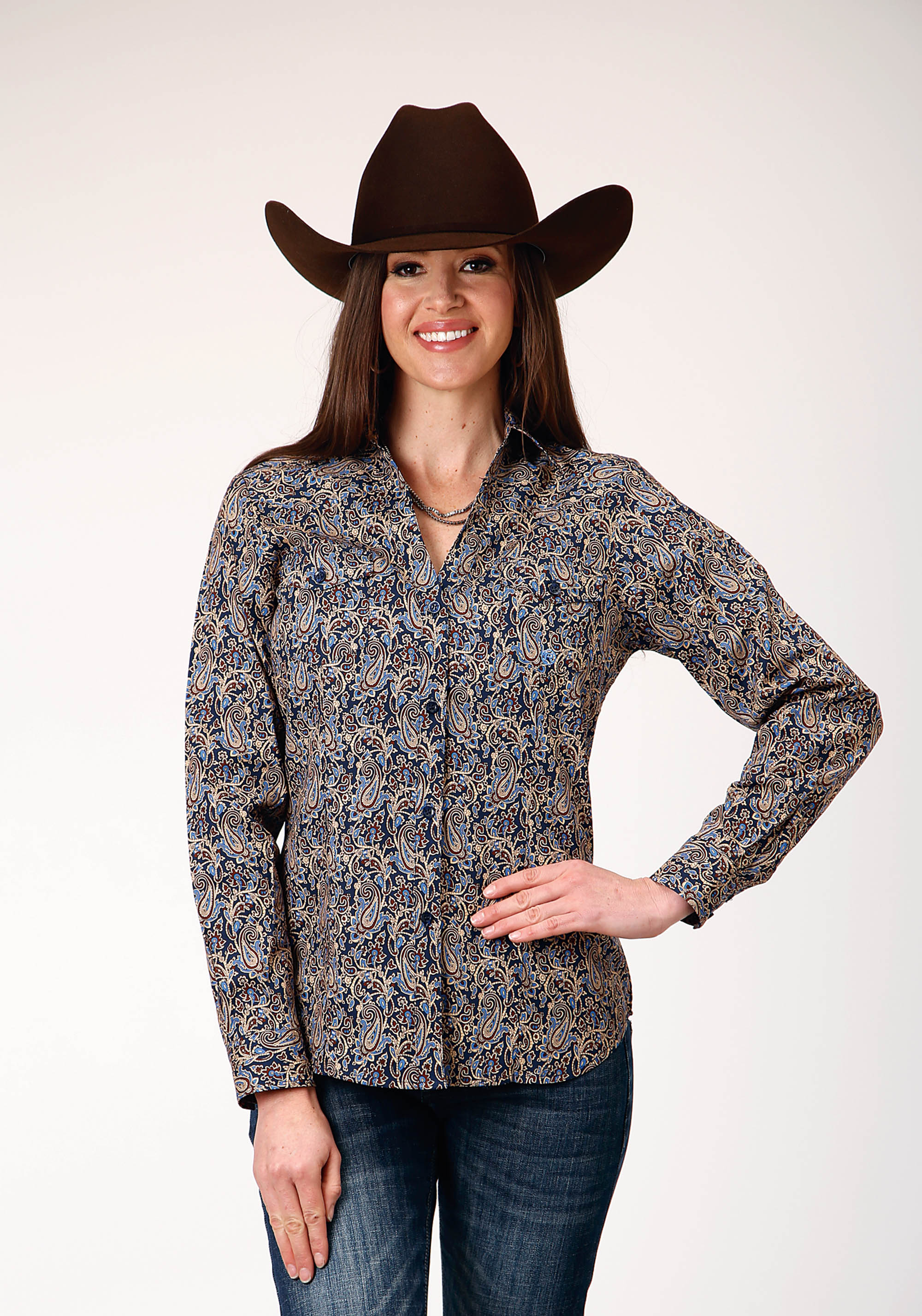 Women’s Amarillo Collection- Denim Blue Womens Blue 1841 Vintage Paisley