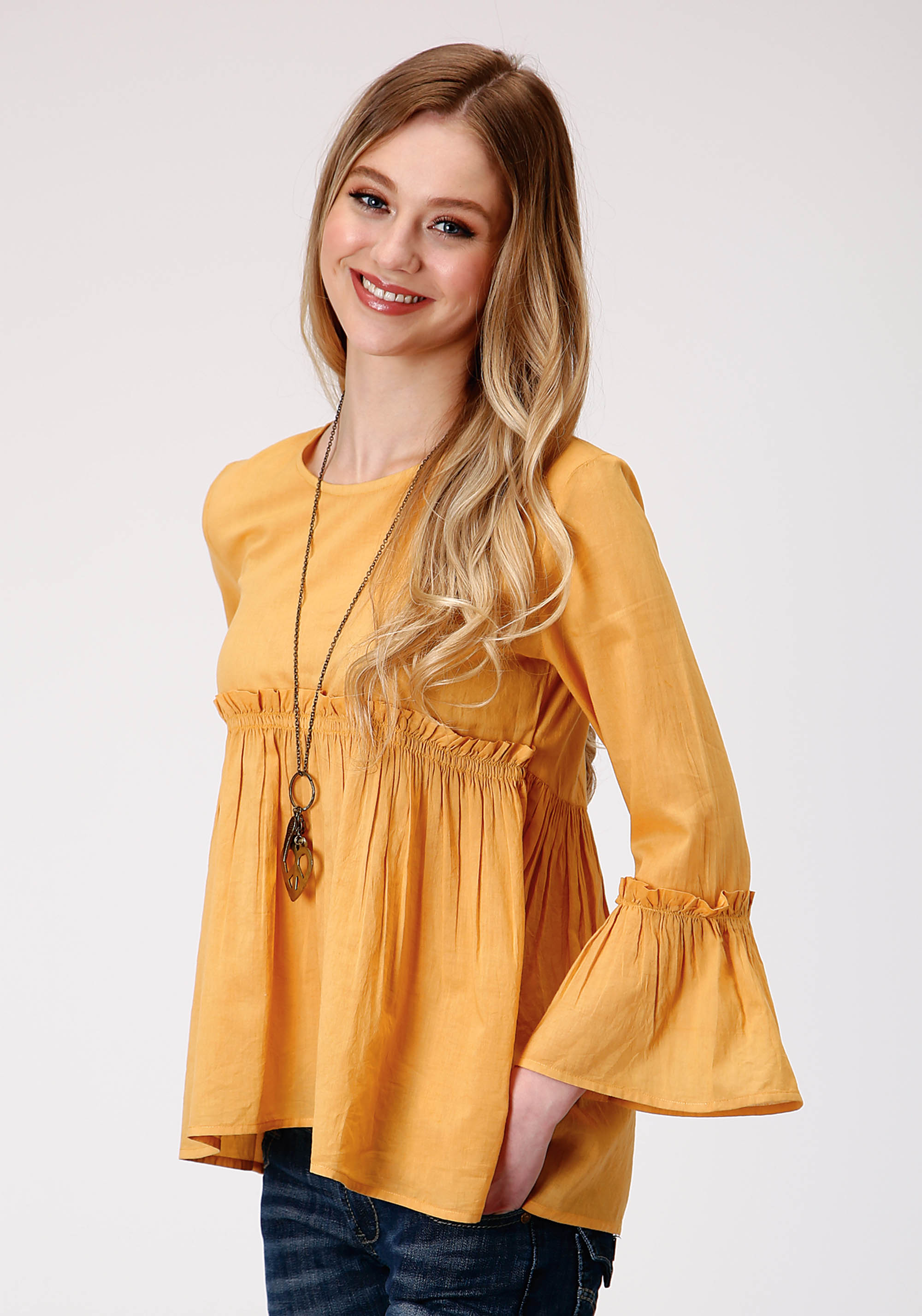 Five Star Collection- Spring Ii Womens Yellow 01094 Dip Dye Cotton Blouse