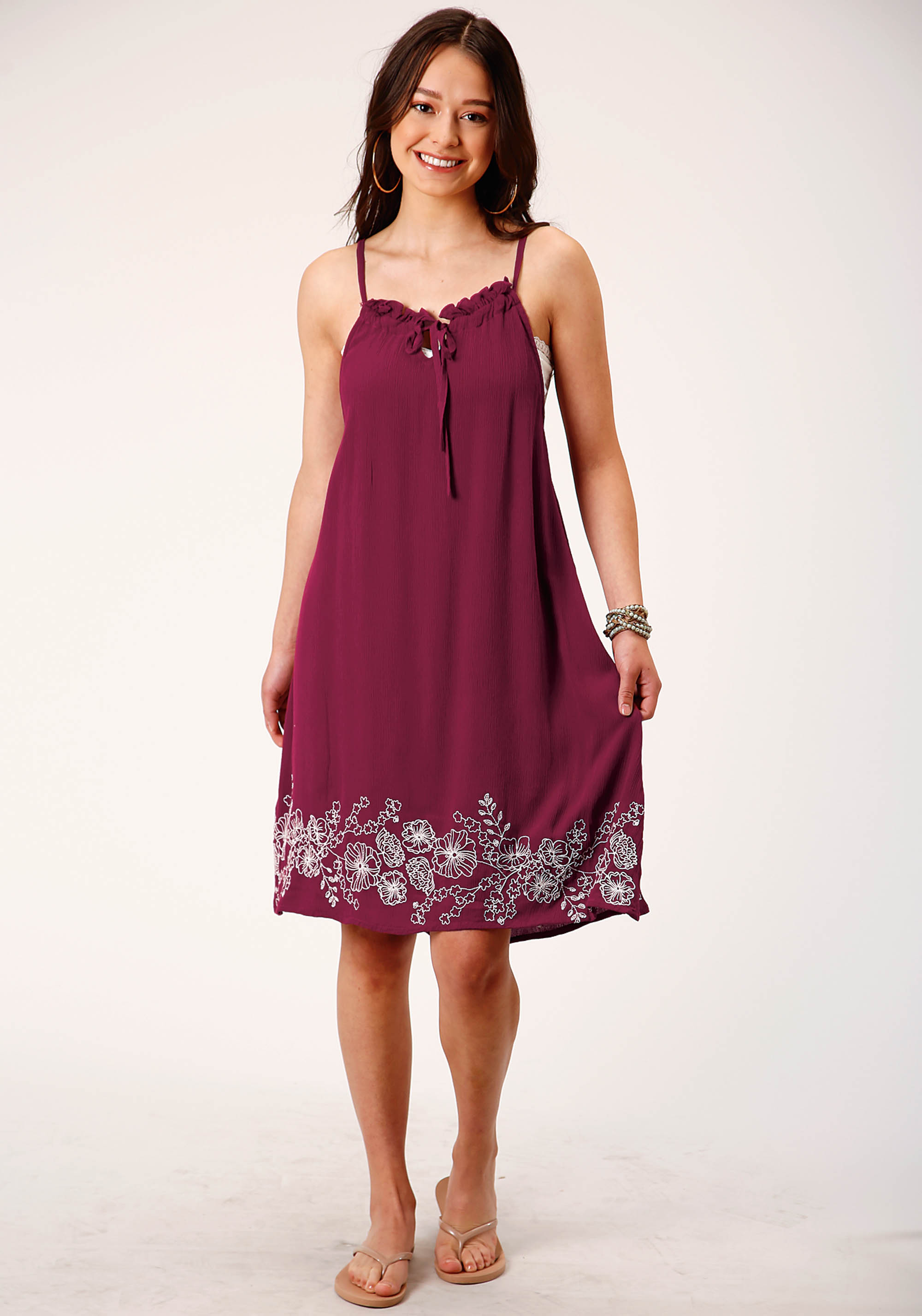 Five Star Collection- Spring I Womens 1531 Wine Rayon Crepe Strappy Dress