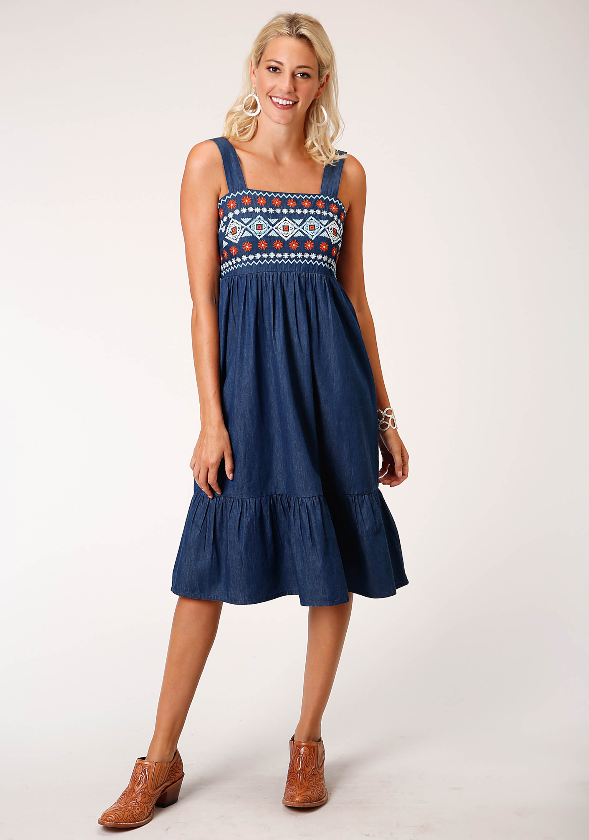 Studio West- Indigo Tribe Womens Blue 01084 5.5 Oz Indigo Denim Sun Dress