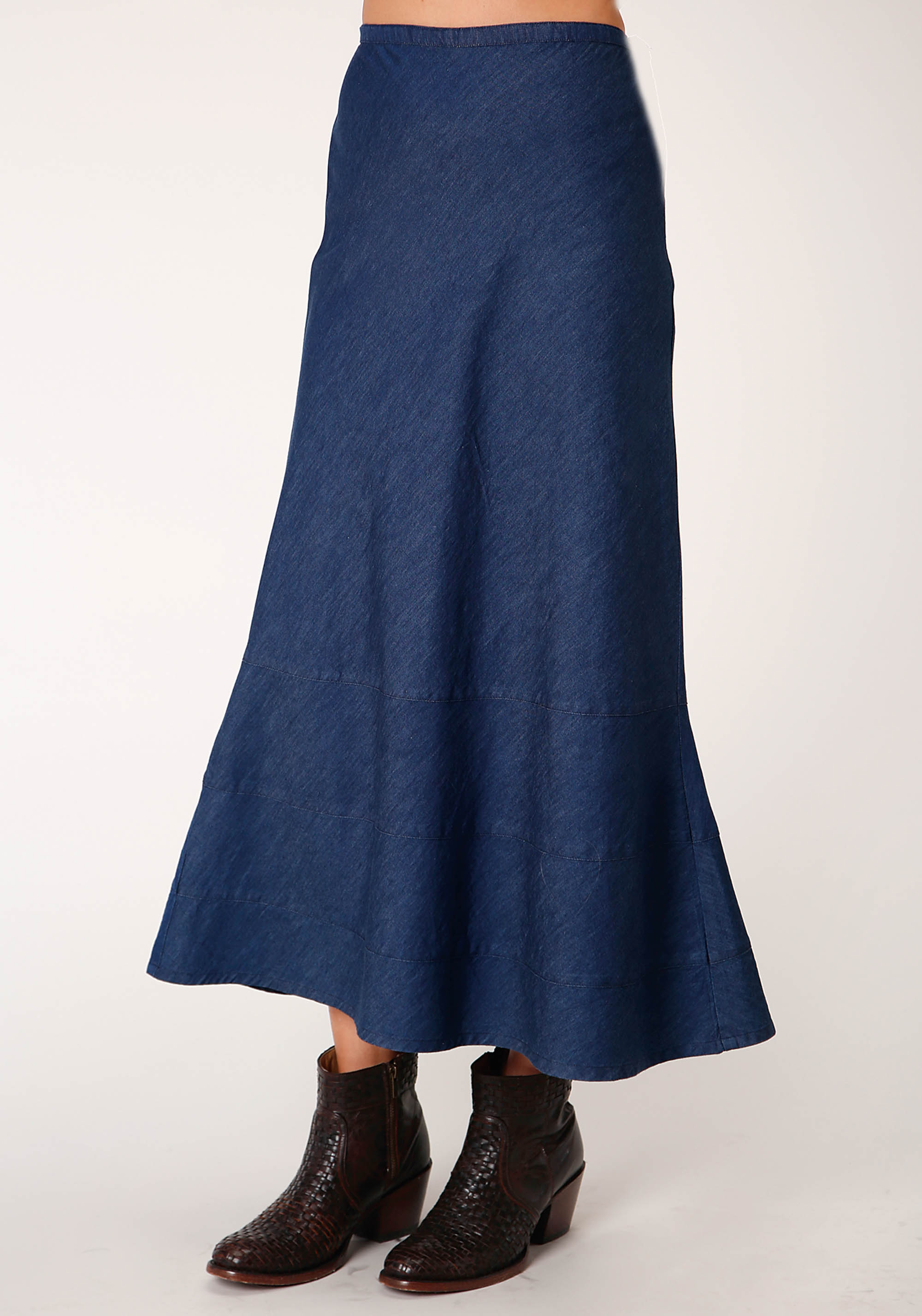 Studio West- Wild Magic Womens Blue 00871 5.5 Oz Denim Bias Cut Midi Skirt