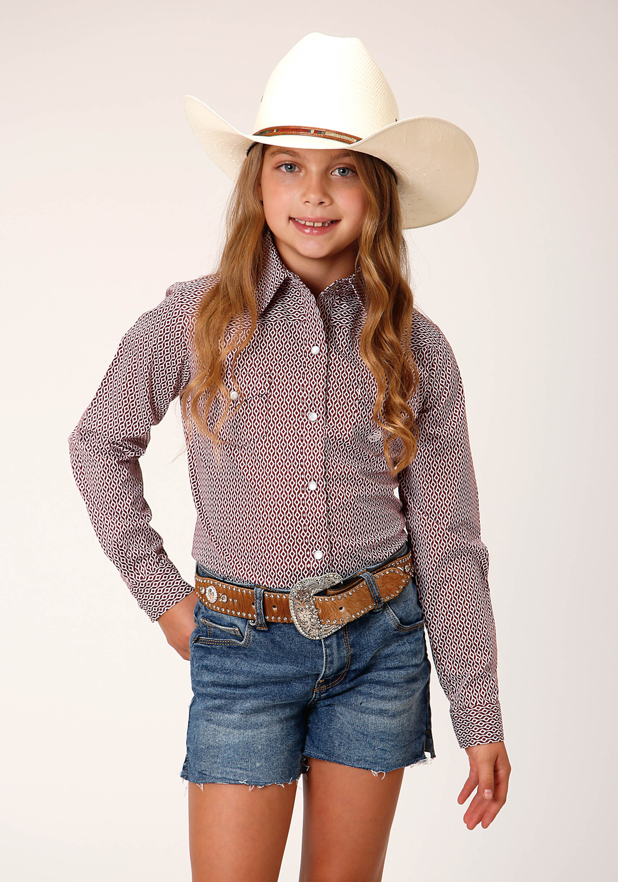 Girls Amarillo Collection- Stretch Poplin Girls Red 1564 Climbing Diamond