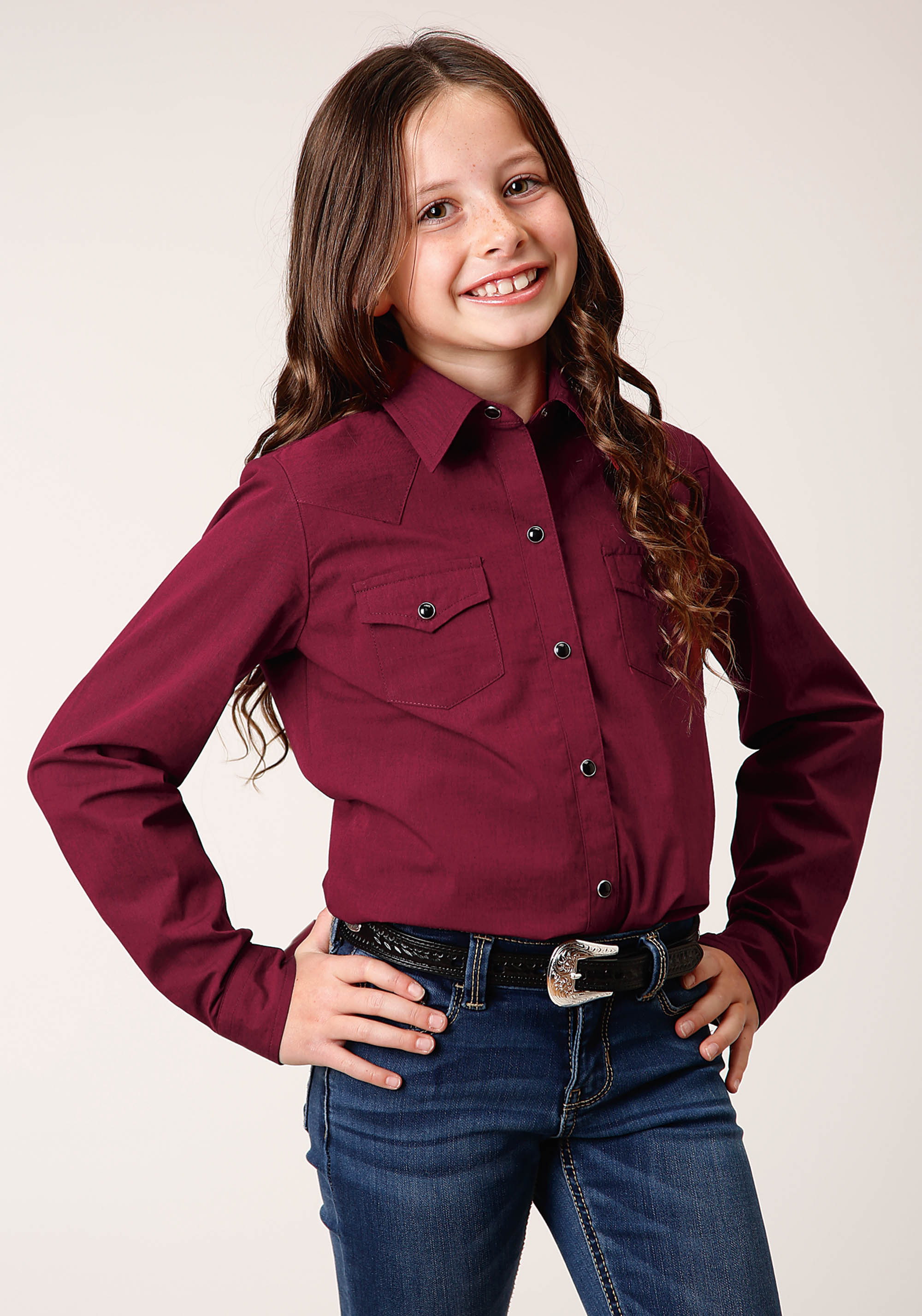 Girls Amarillo Collection- Ruby Falls Girls 1671 Black Fill Solid – Wine