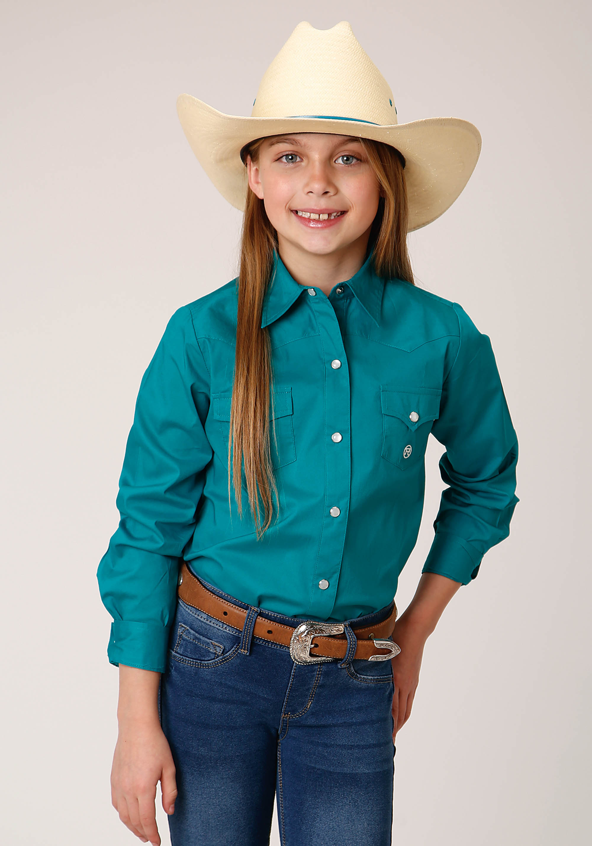 Girls Amarillo Collection- Stretch Poplin Girls 1461 Solid Poplin Stretch – Turquoise