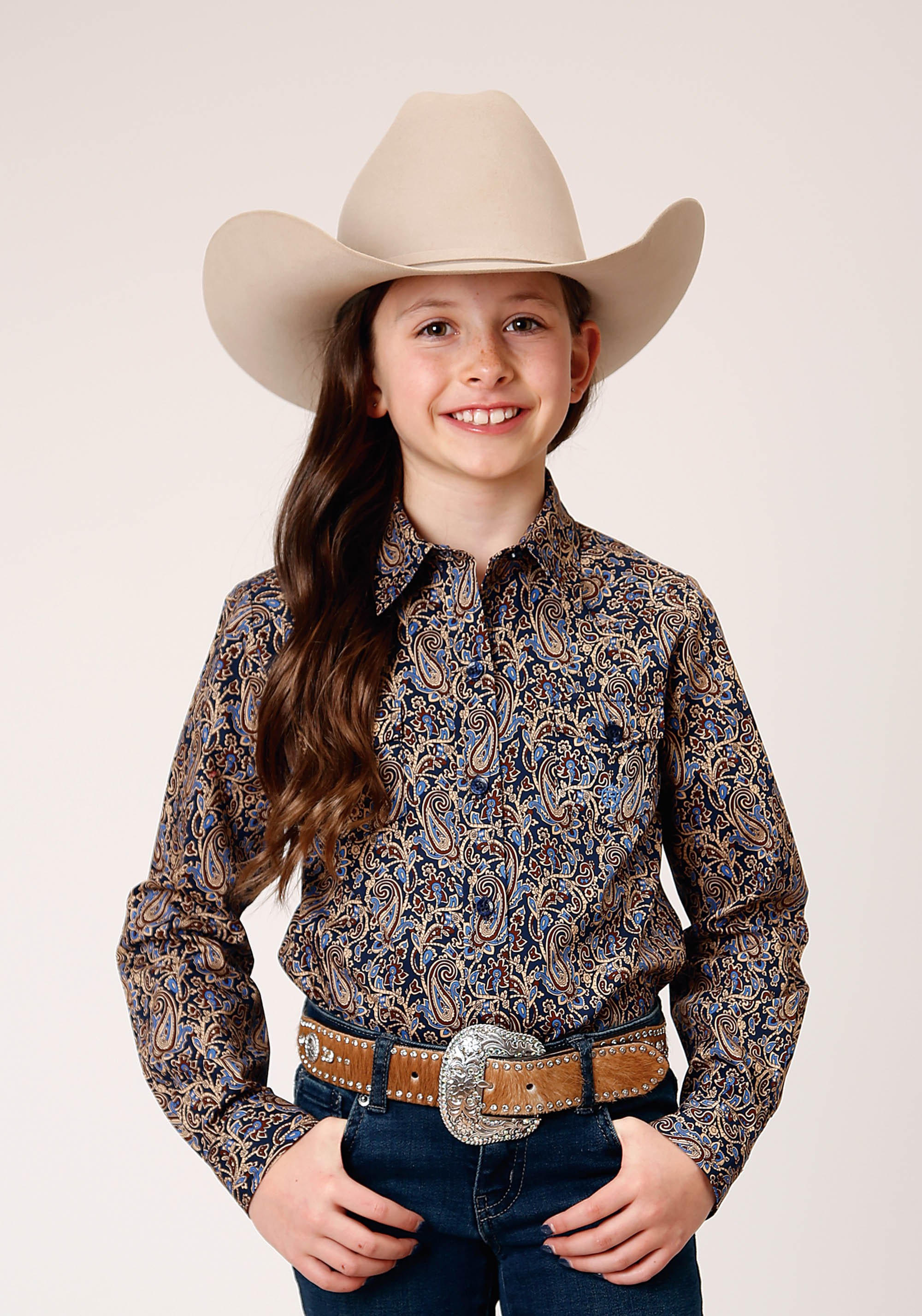 Girl’s Amarillo Collection- Denim Blue Girls Blue 1841 Vintage Paisley