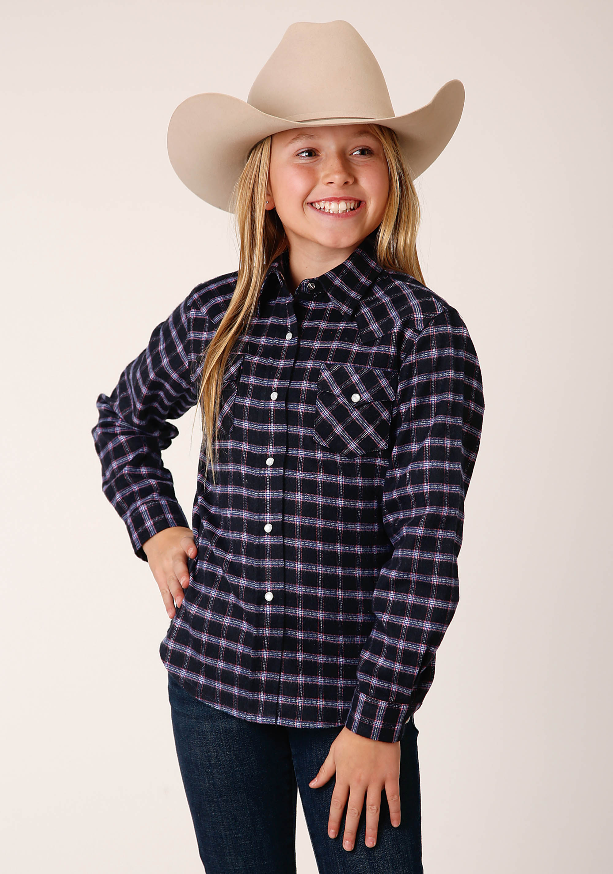 Girls Blue 1638 Unlined Flannel Shirt