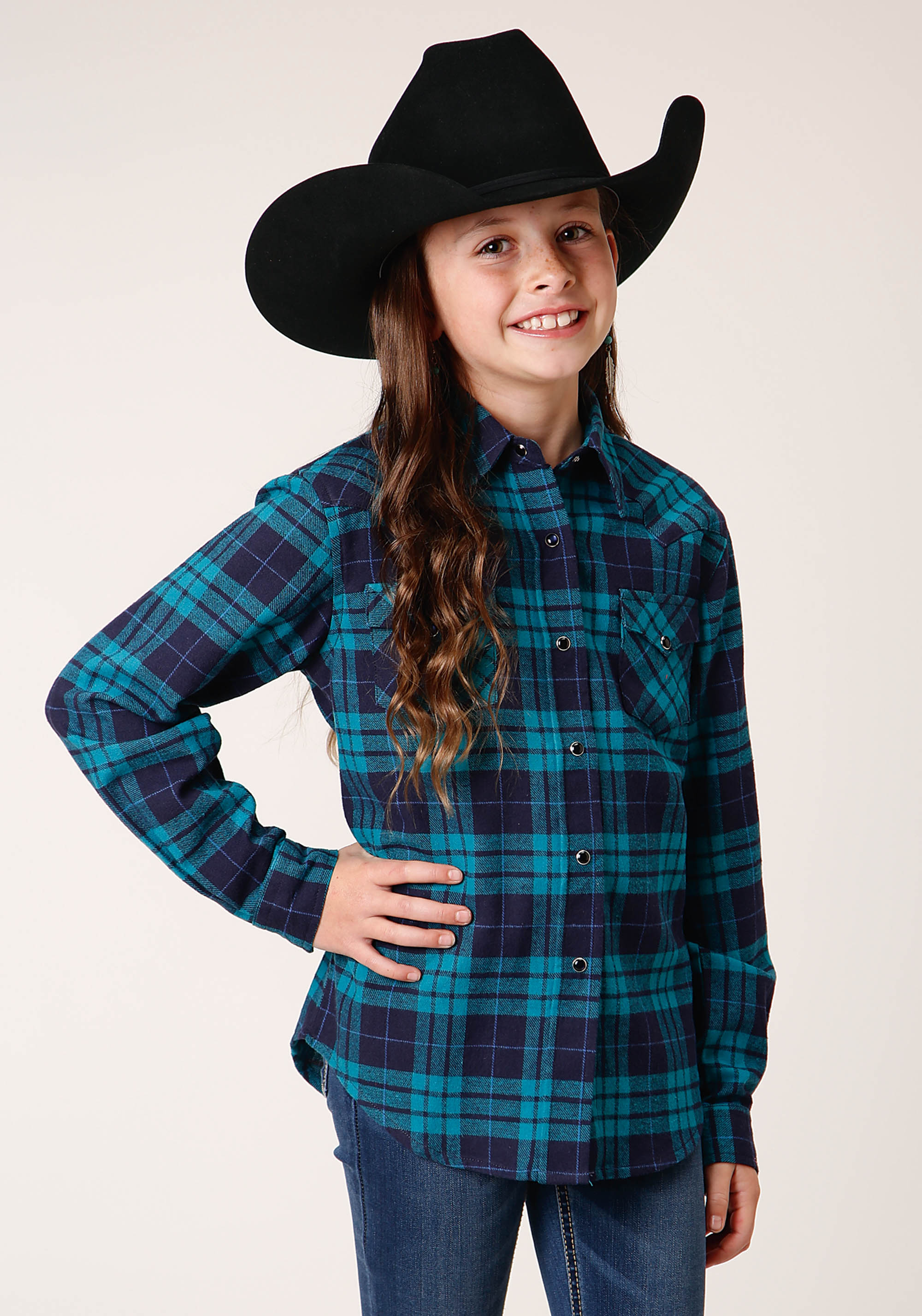 Girls Blue 1638 Unlined Flannel Shirt