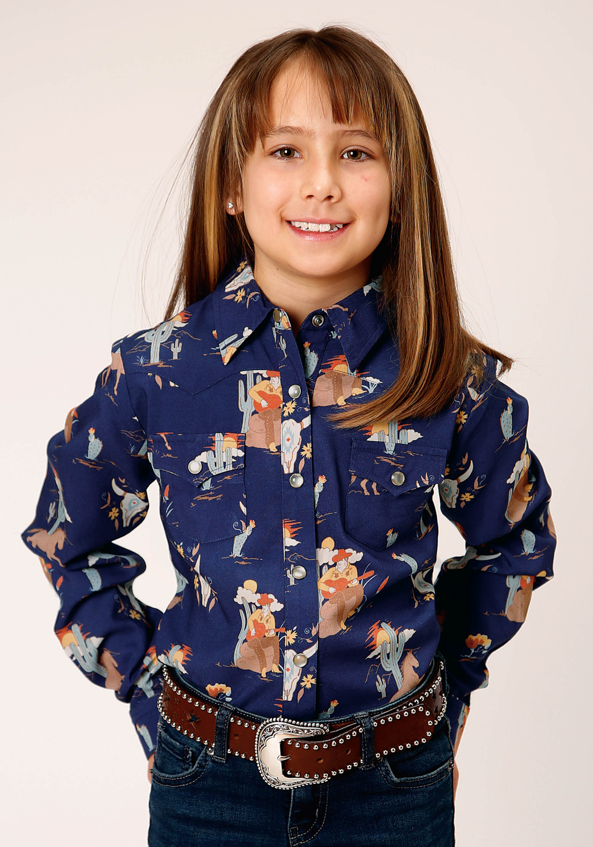 Five Star Girls Girls Blue 1769 Cowboy Toile Prt Rayon