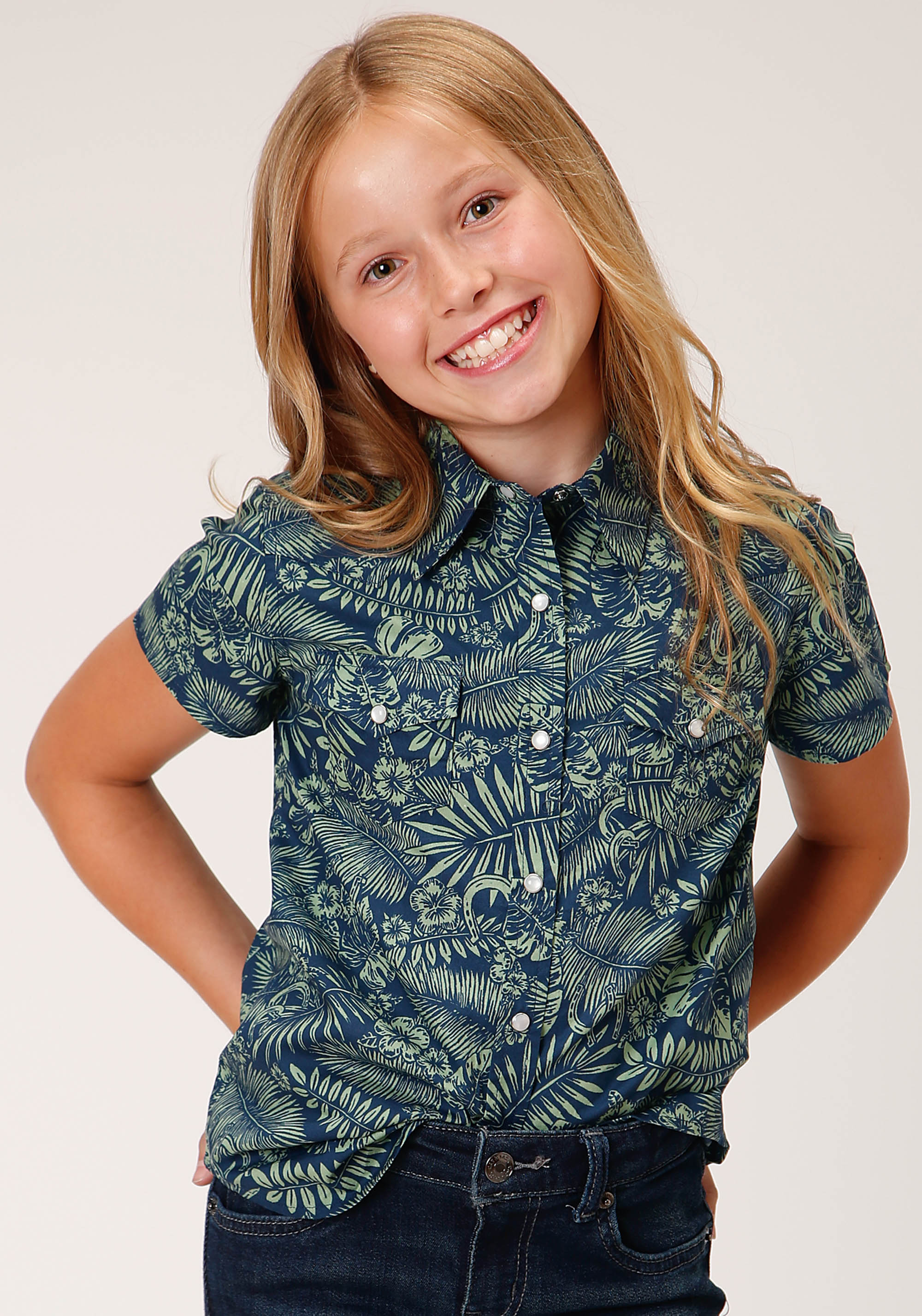 West Made Collection Girls Green 01589 Lucky Tropical Print