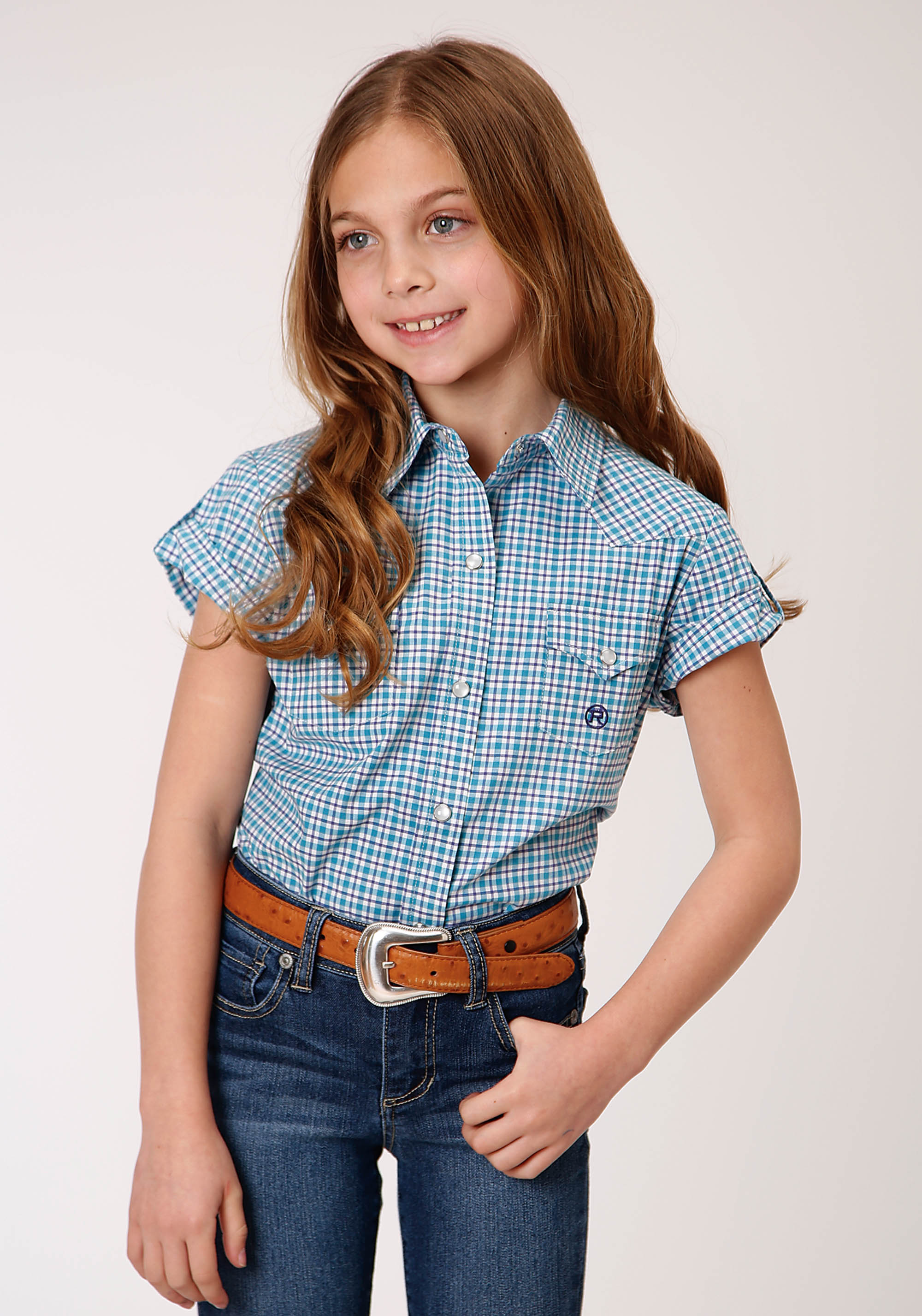 Girl’s Amarillo Collection- Purple Sage Girls Turquoise 01002 Stretch Check