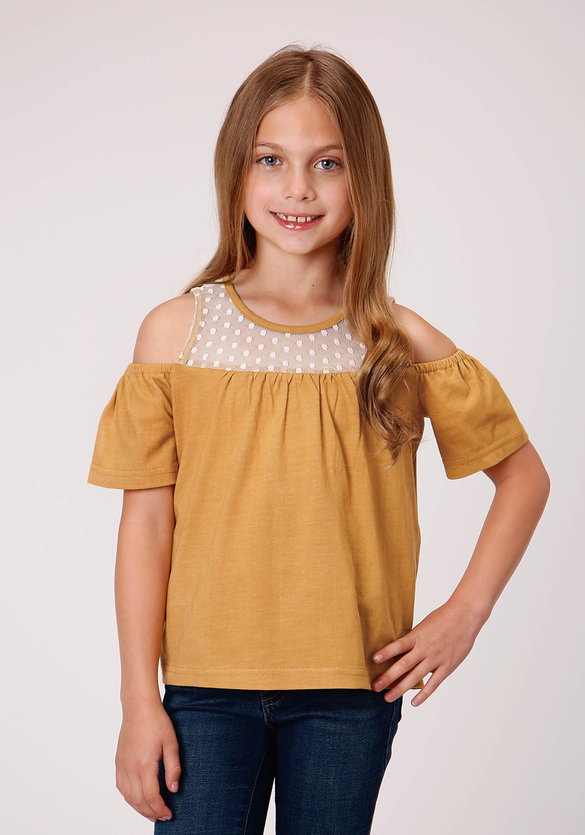 Five Star Girls Girls Yellow 01094 Dip Dye Cotton Short Slve Top