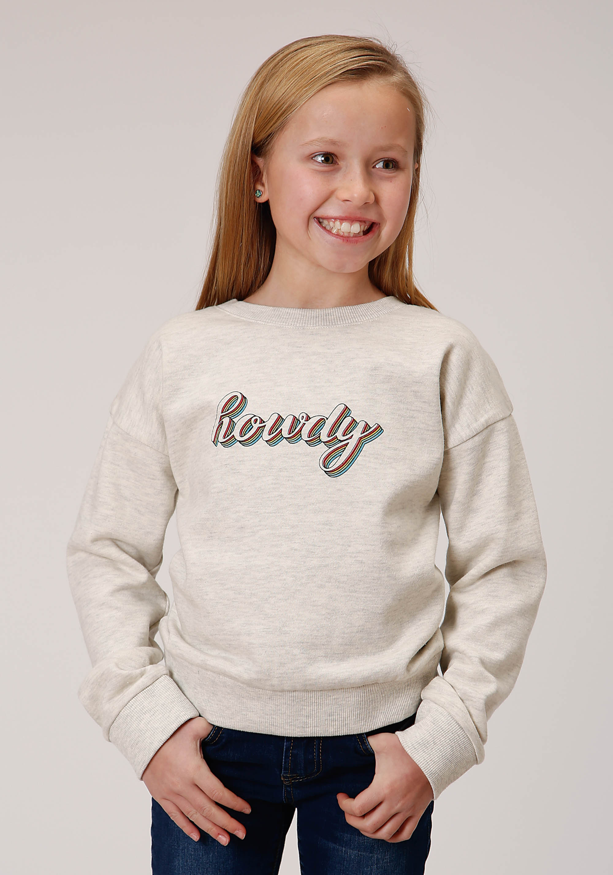 Five Star Girls Girls Cream 00978 Cotton Poly Ls Fleece Sweatshirt