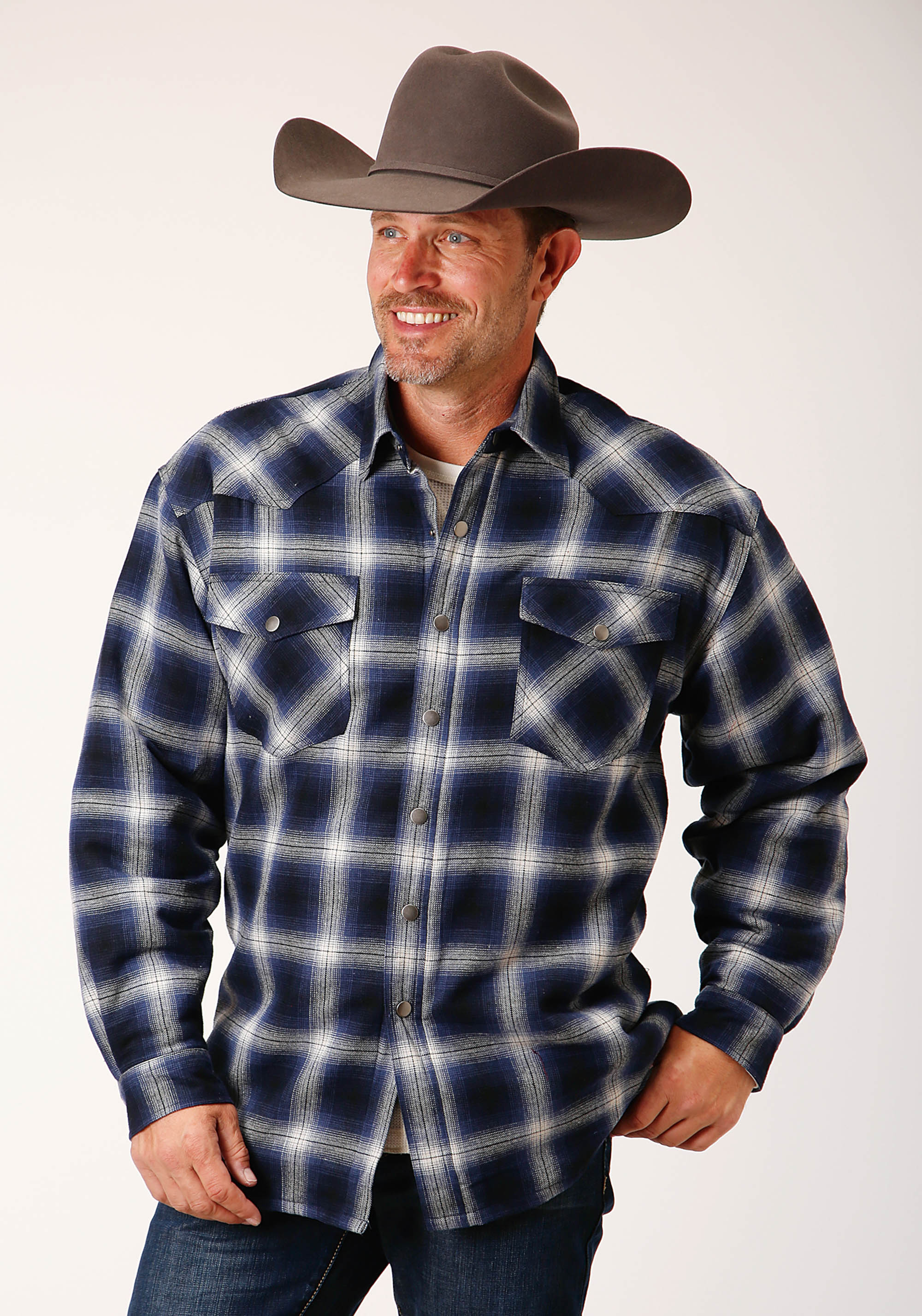 Mens Blue 1637 Sherpa Lined Flannel Shirt Jckt