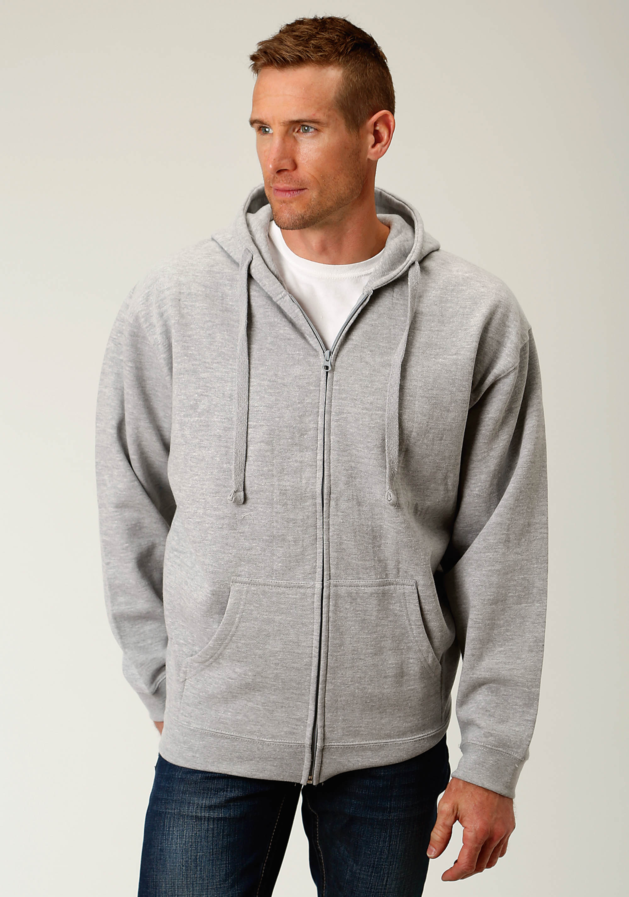 Mens Sports Grey Heather Zipper Front