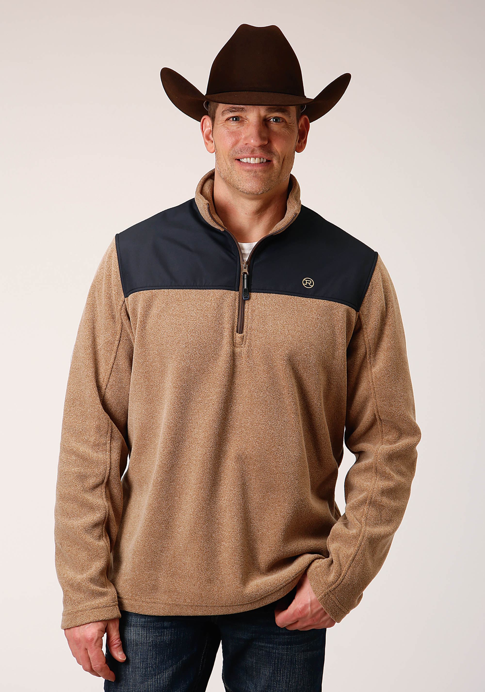 Roper Outerwear – Men’s Mens Brown 1300 Brn Micro Fleece 3/4 Zip Pullover