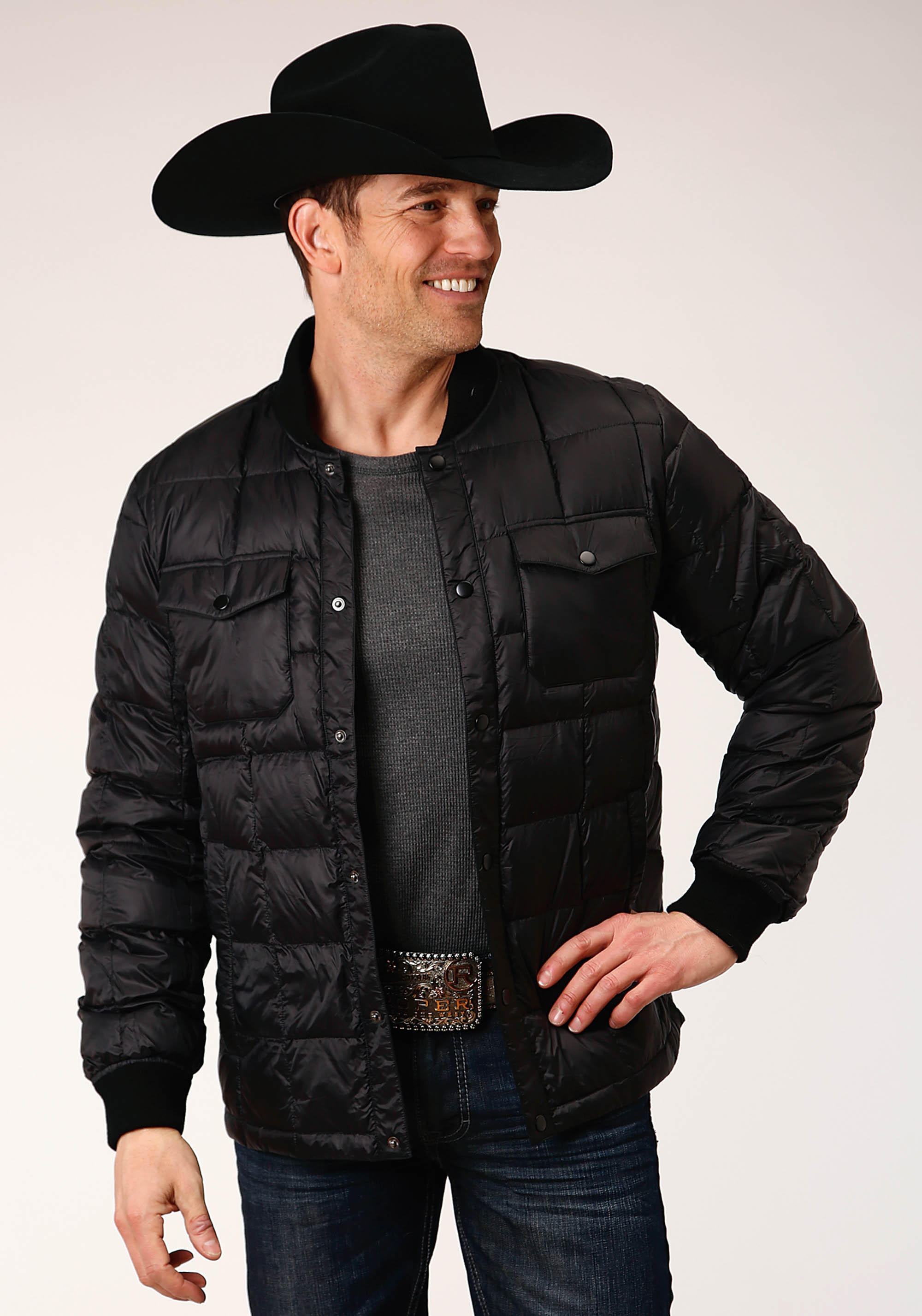 Roper Outerwear – Men’s Mens 1304 Down Proof Coated Jacket – Black