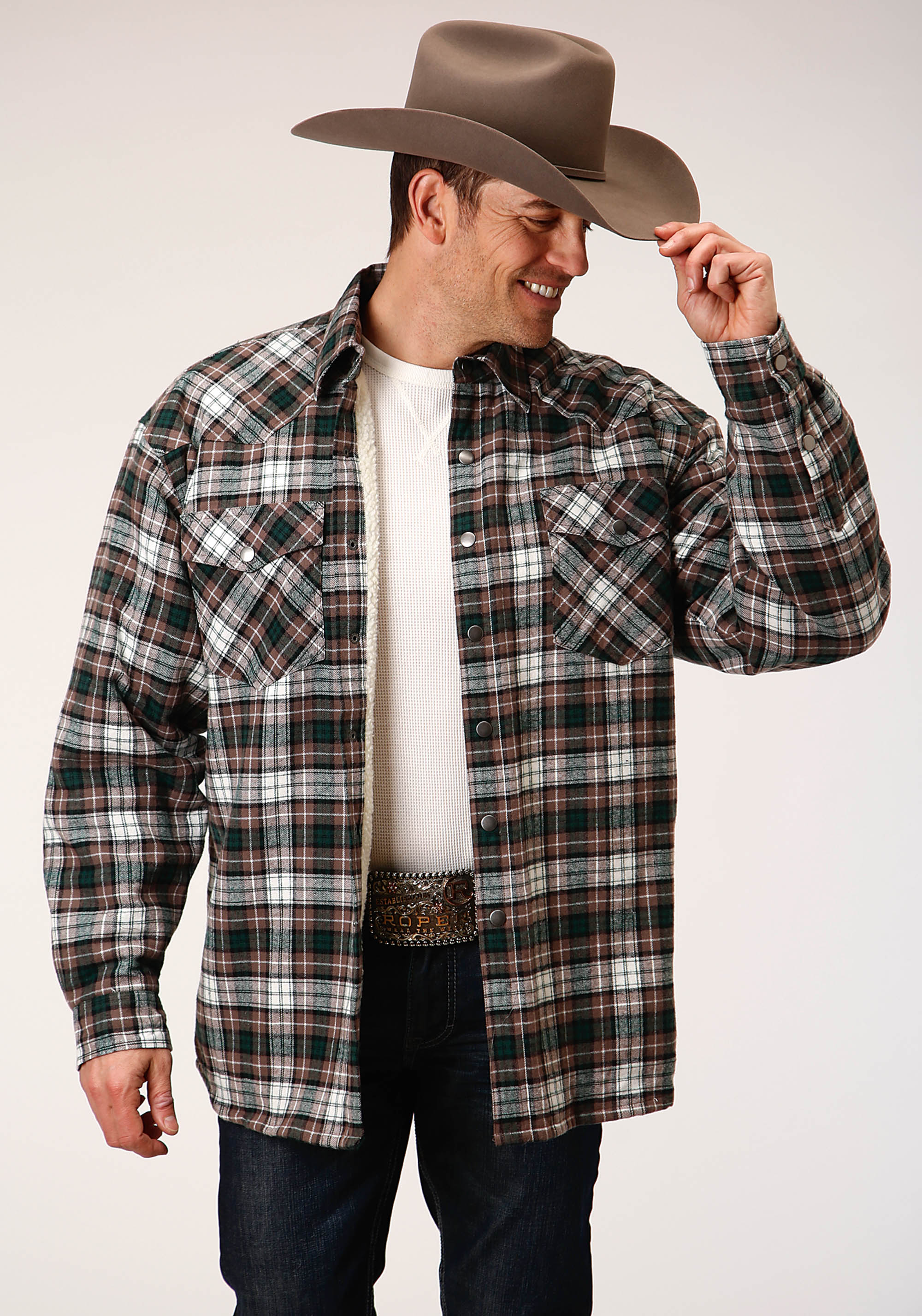 Mens Tan 1316 Sherpa Lined Flannel Shirt Jckt