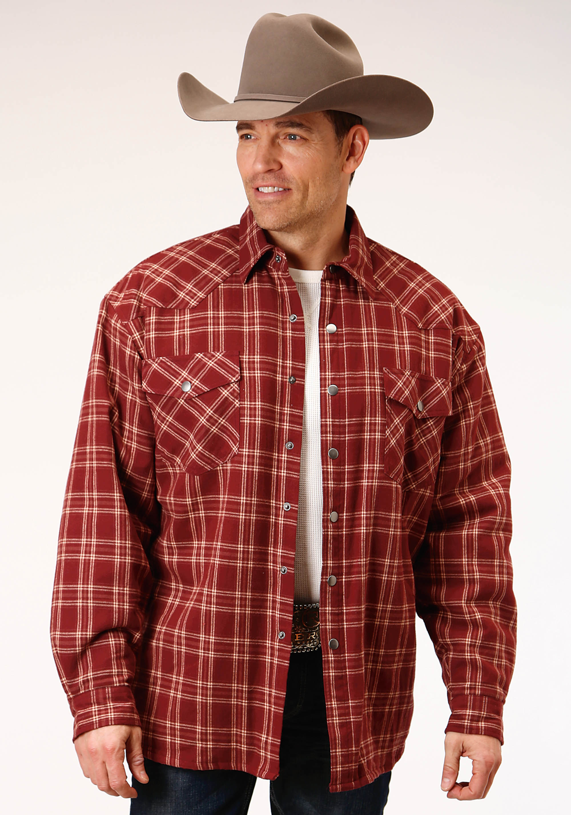 Mens Wine 1316 Sherpa Lined Flannel Shirt Jckt