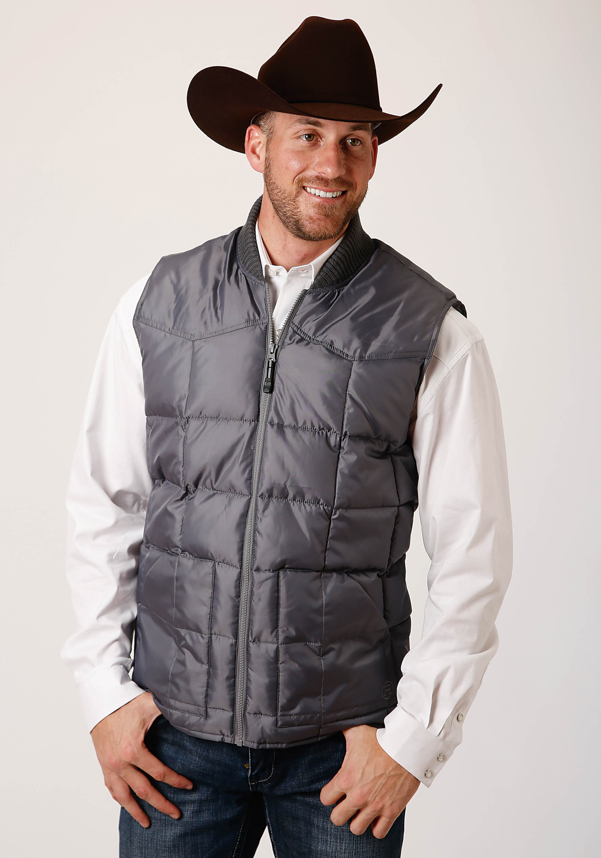 Roper Outerwear- Men’s Mens Grey 1473 Men’s Quilted Poly Filled Vest