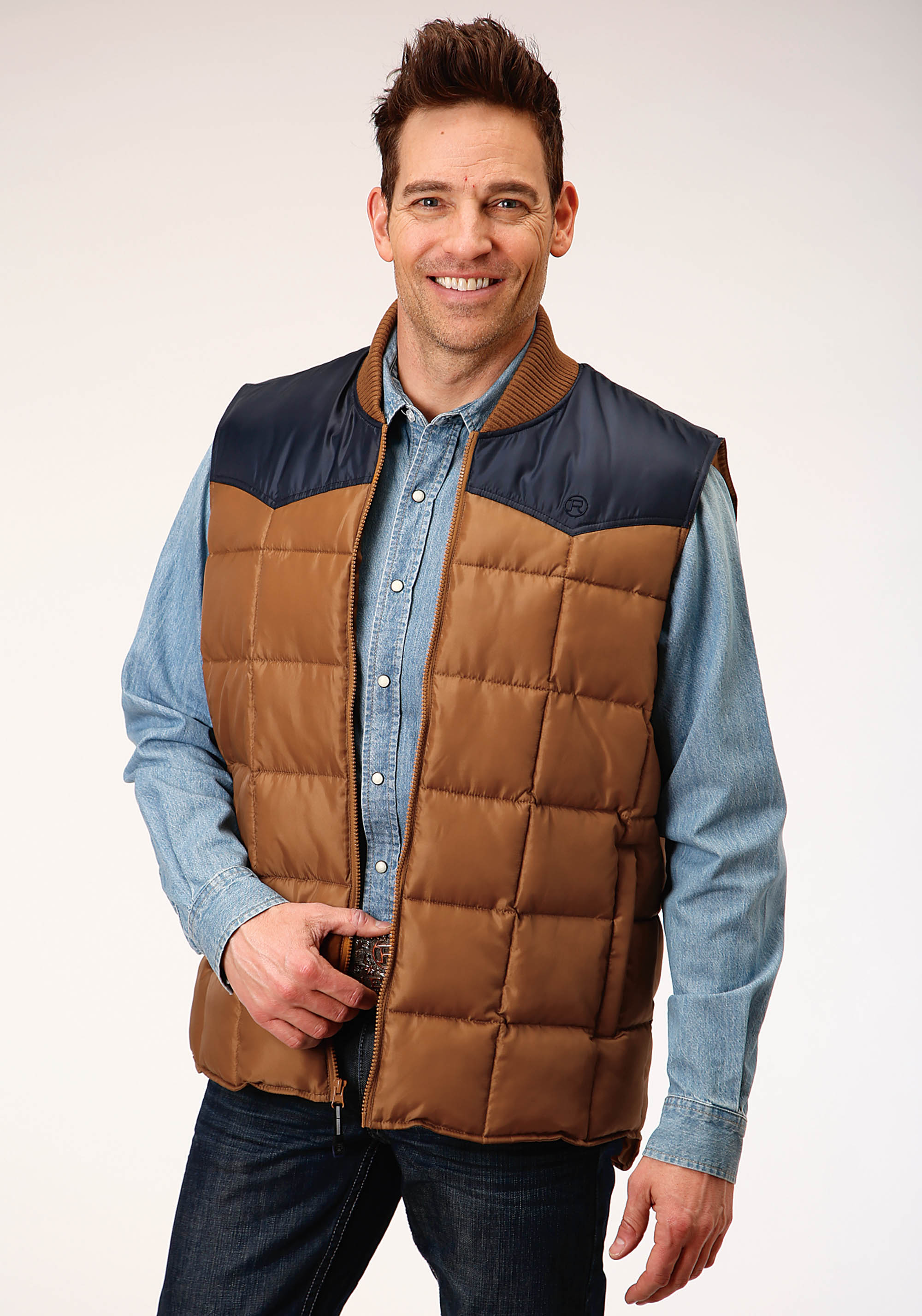 Roper Outerwear – Men’s Mens Brown 1473 Quilted Poly-filled Vest