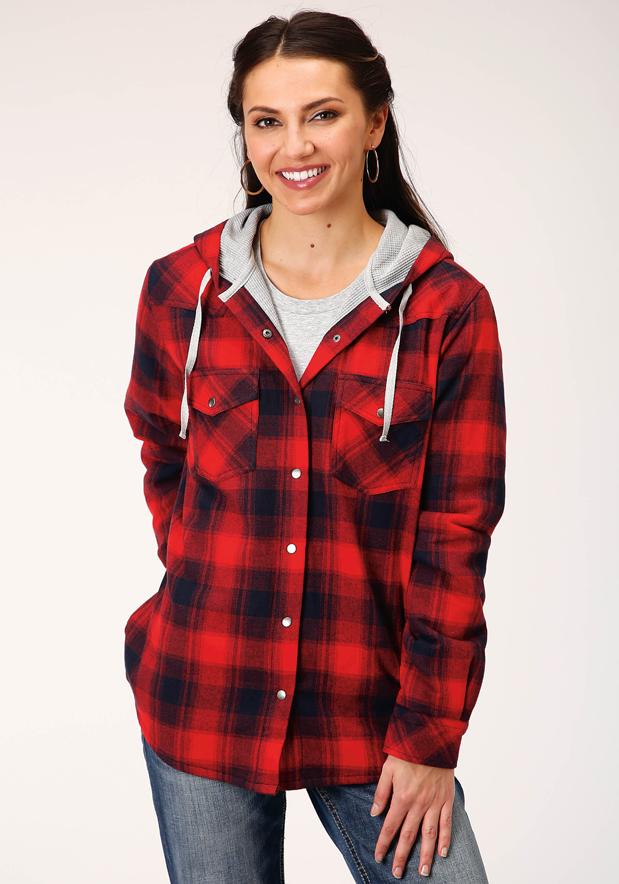 Womens Red 1318 Thermal Lined Flannel Shirt Jckt