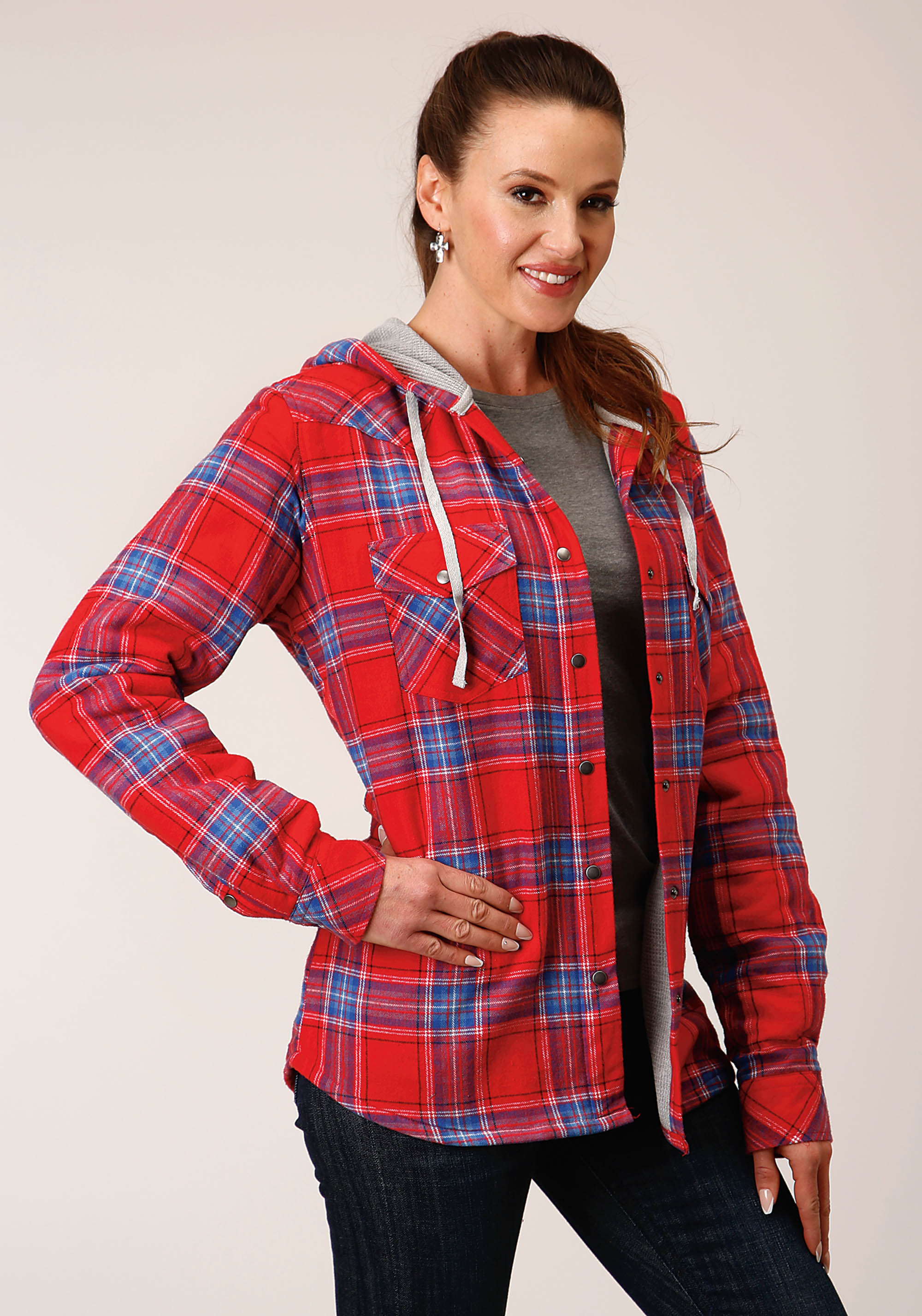 Womens Red 1638 Thermal Lined Flannel Shirt Jckt