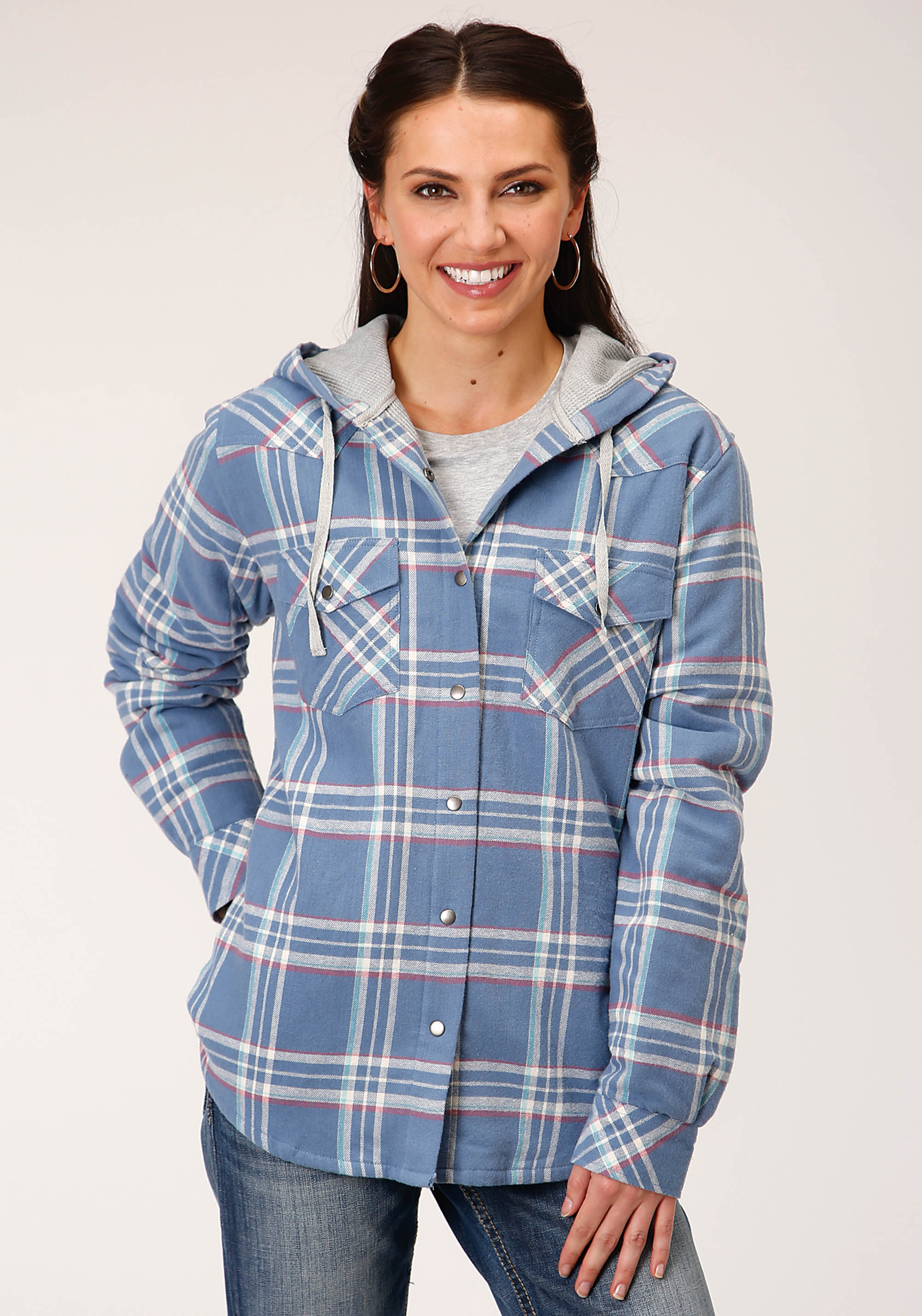 Womens Blue 1318 Thermal Lined Flannel Shirt Jckt