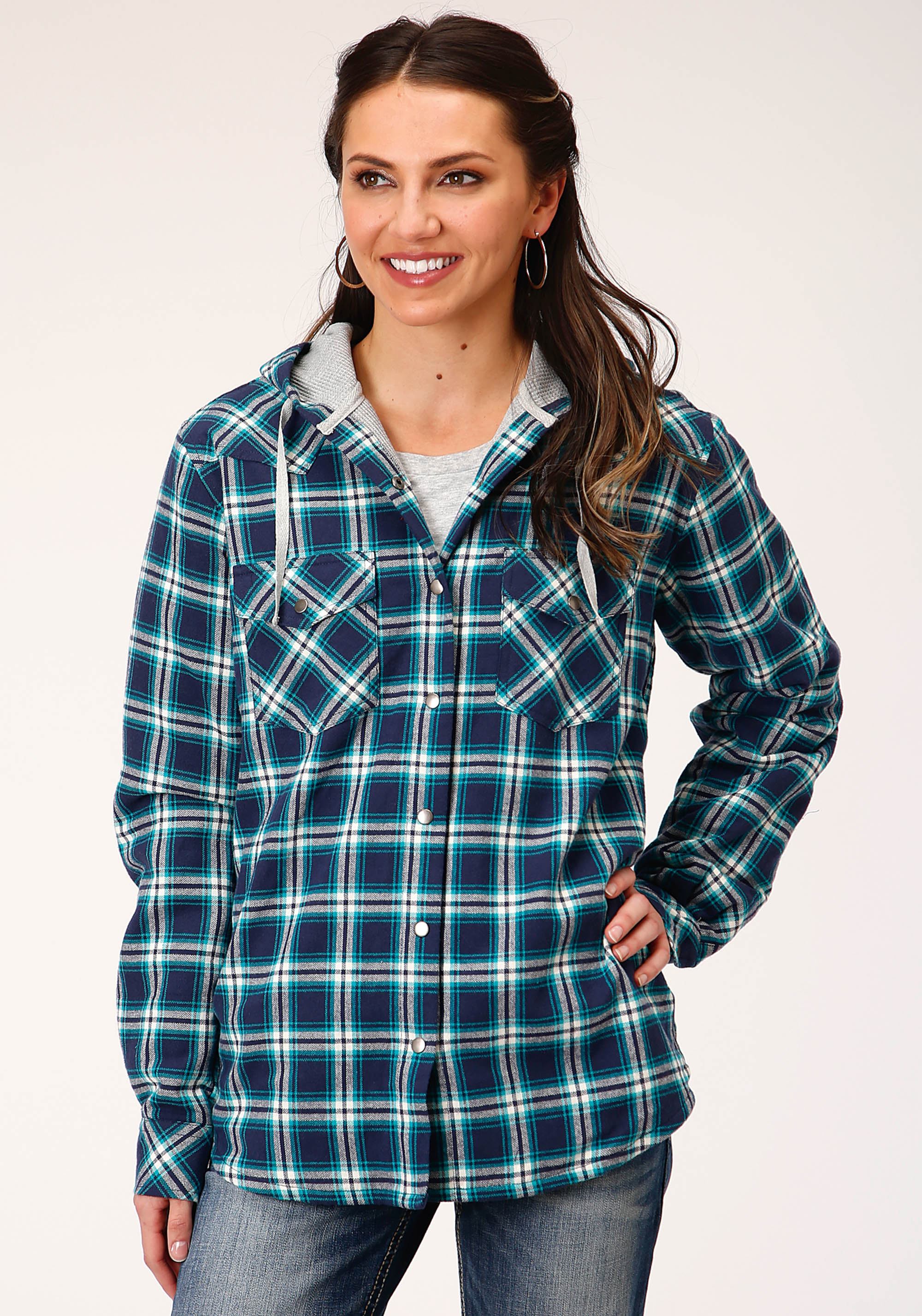 Womens Blue 1318 Thermal Lined Flannel Shirt Jckt