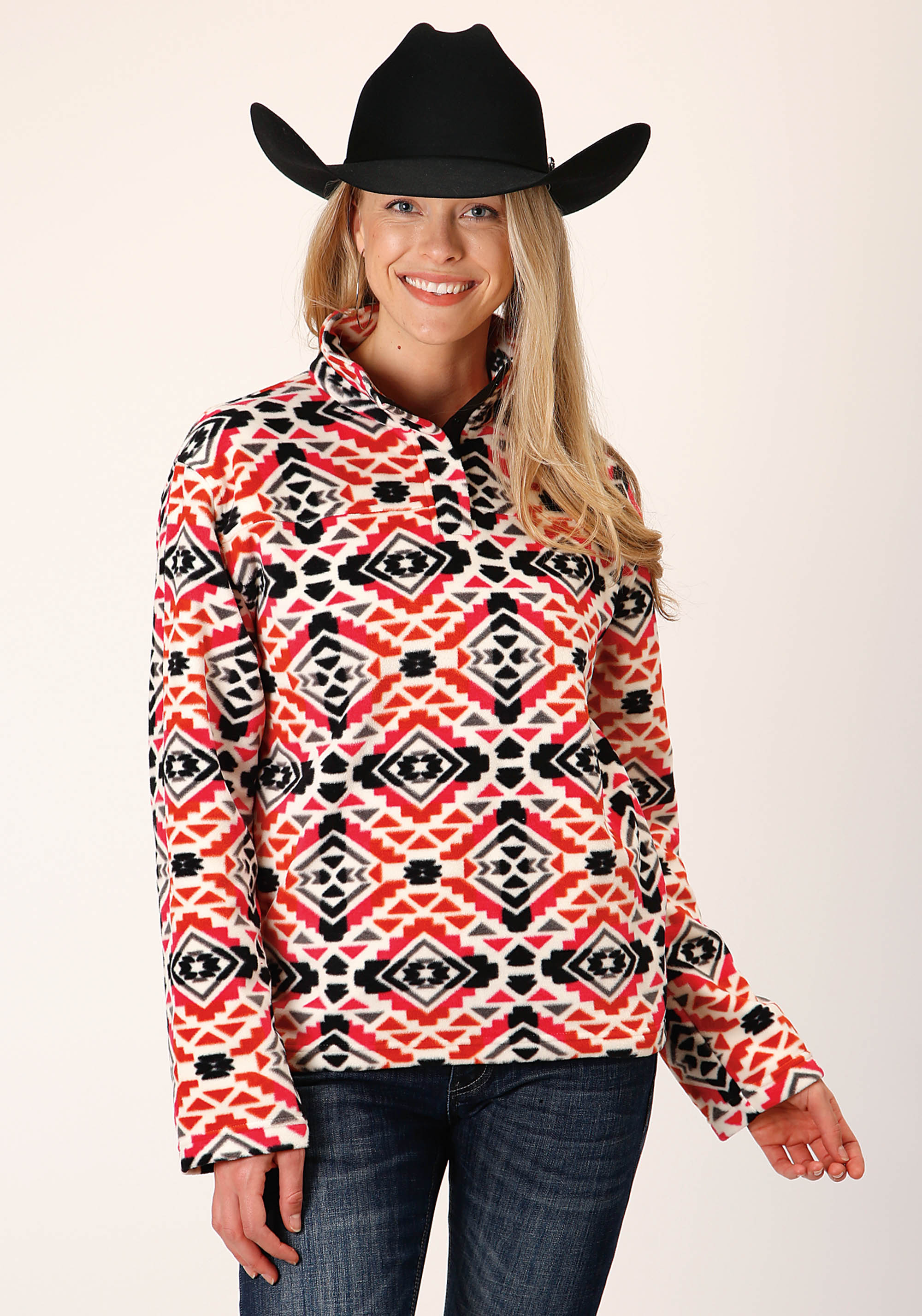 Roper Outerwear – Women’s Womens 1816 Grey/orange/pink Aztec Prt Fleece