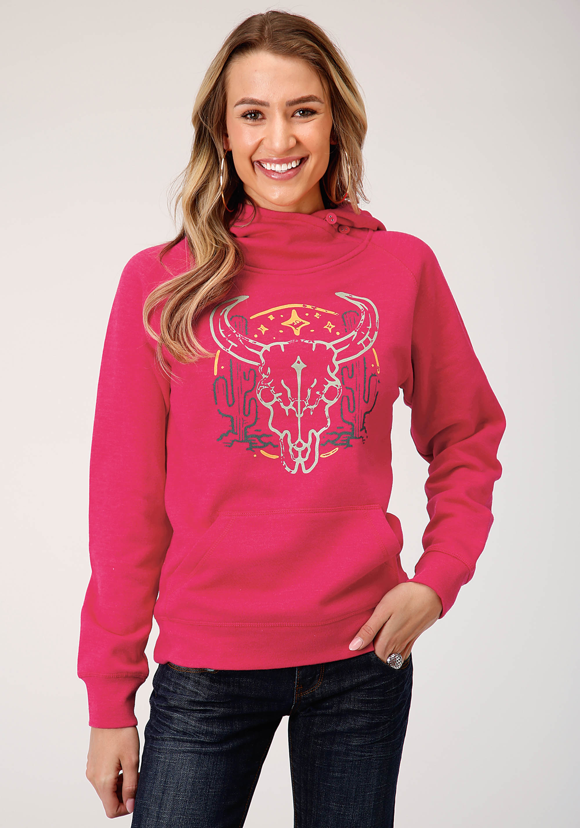 Five Star Collection – Fall Ii Womens Pink Rose Heathered Assymetrical Hoodie