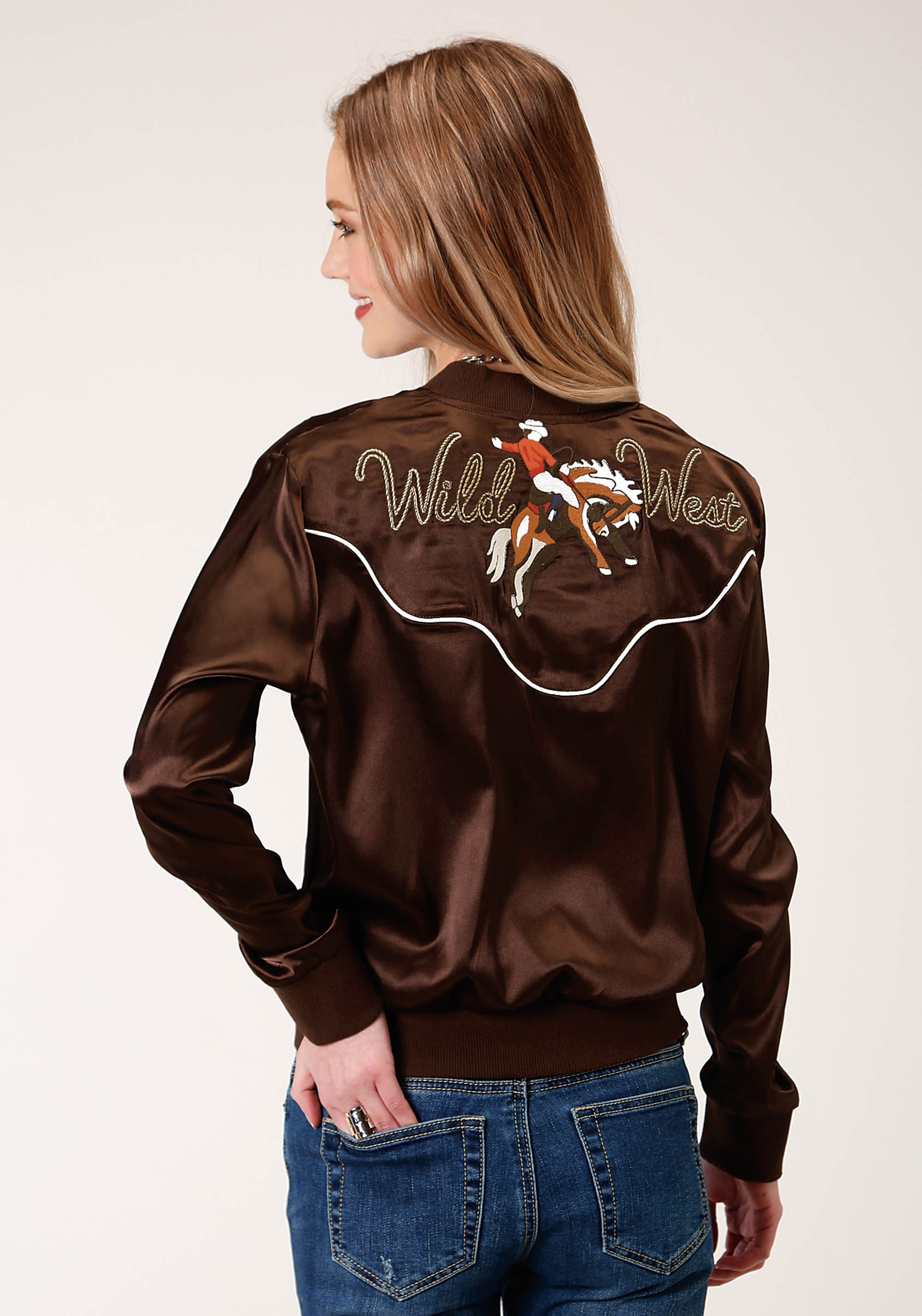 Five Star Collection- Fall Iii Womens Brown 00964 Satin Poly Bomber Jacket