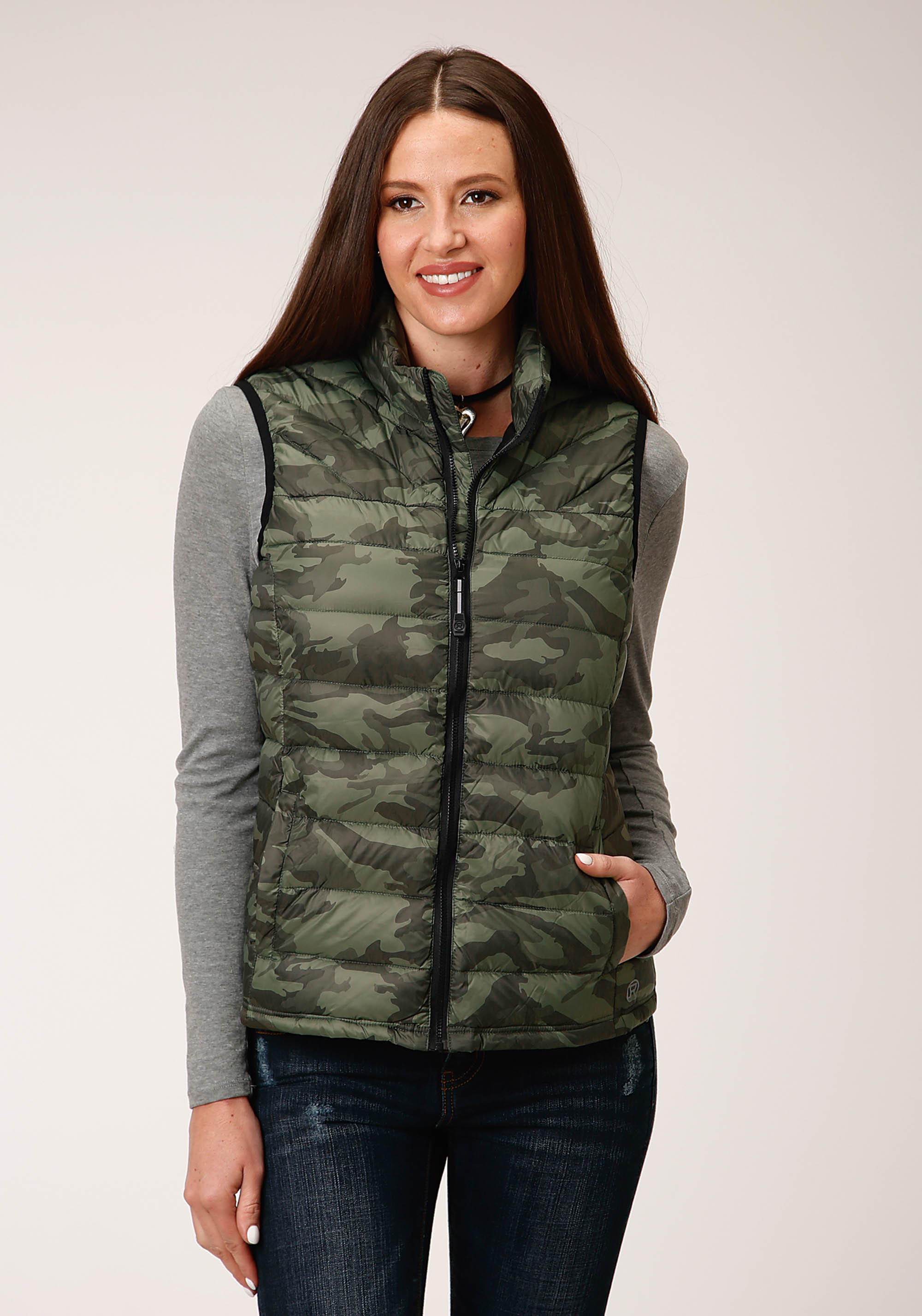 Roper Outerwear- Women’s Womens Green 00763 Parachute Camo Down Filled Vest