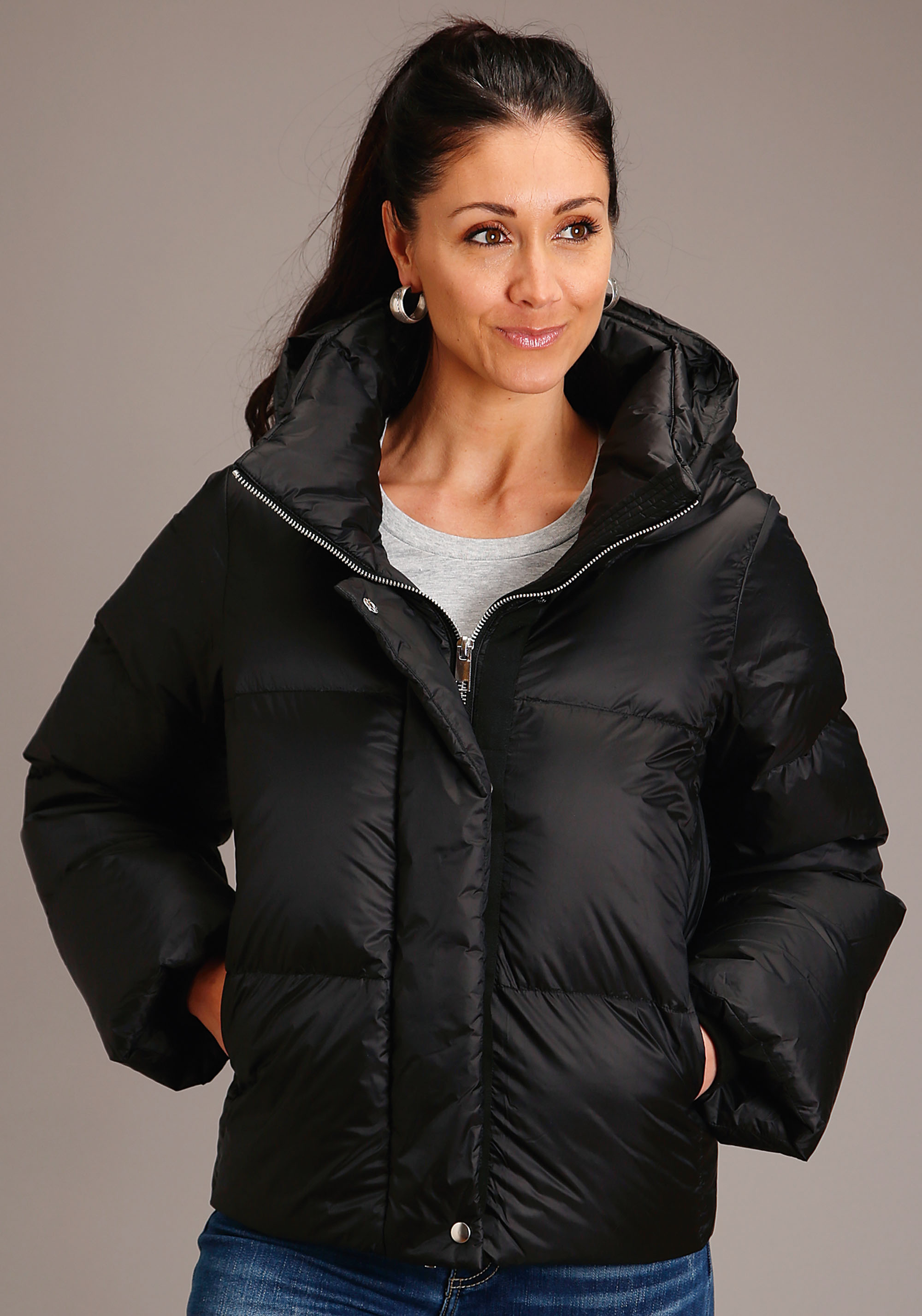 Roper Outerwear – Women’s Womens Black 1579 Women’s Hooded Down Puffer Coat