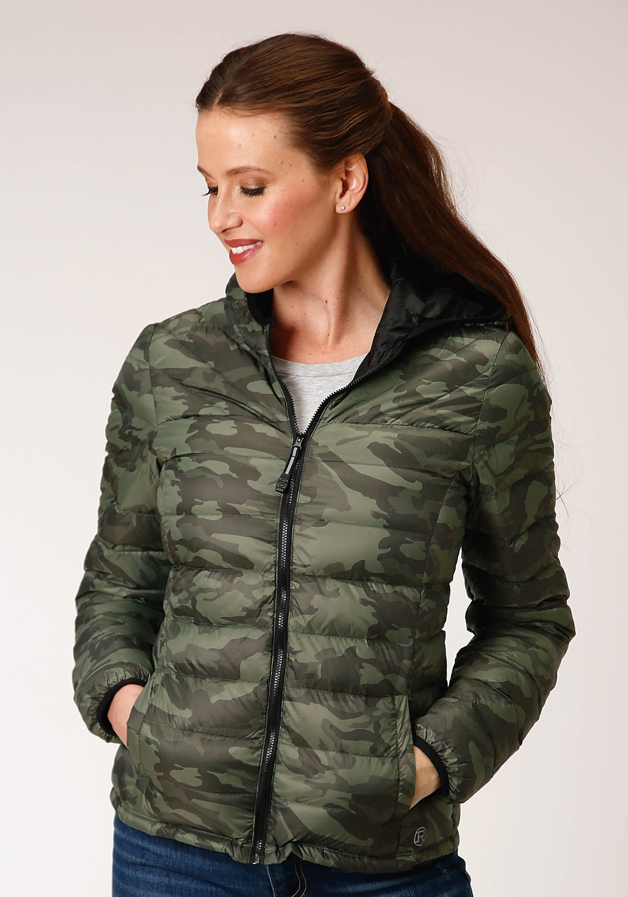 Roper Outerwear- Women’s Womens Green 00763 Parachute Camo Hooded Down Coat