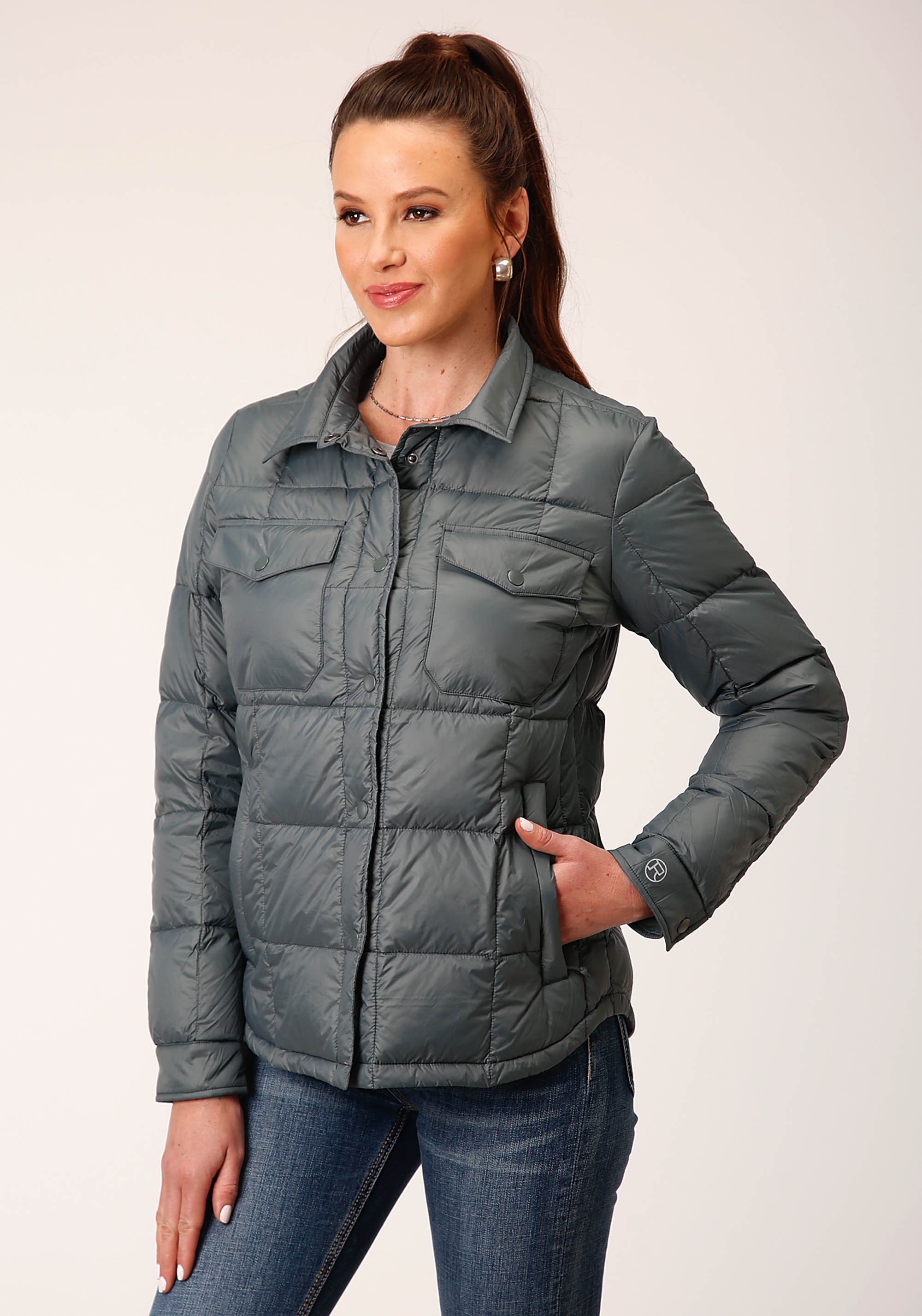 Roper Outerwear – Women’s Womens 1744 Slvr Sage Nylon Down Proof Coated