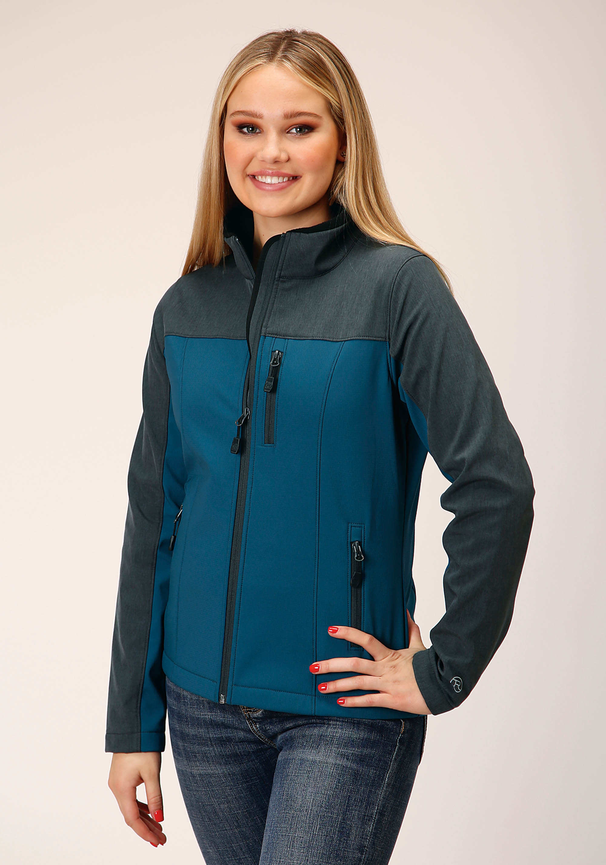 Roper Outerwear – Women’s Womens Teal 1642 Gr/gy Combo Soft Shell Jacket