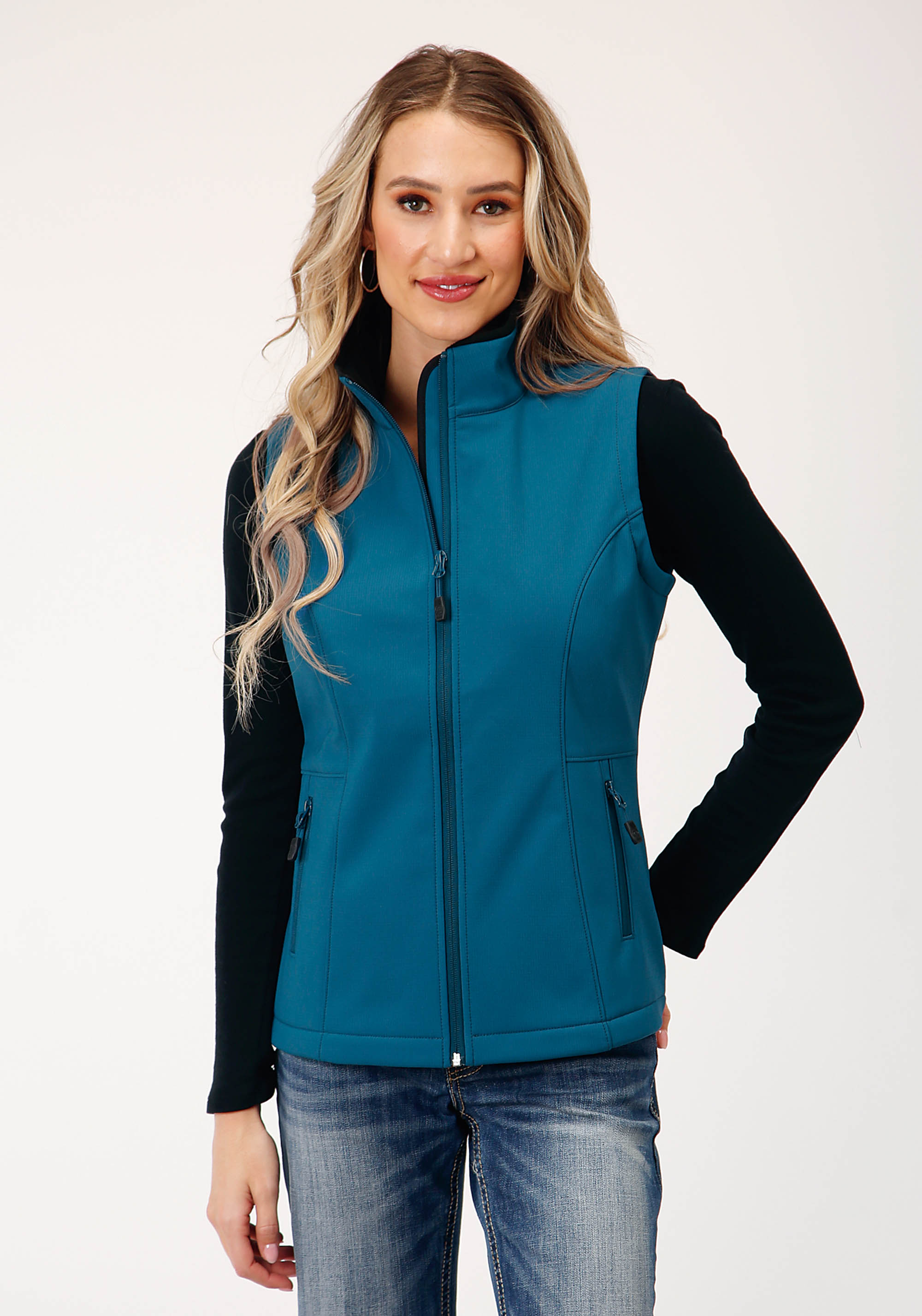 Roper Outerwear – Women’s Womens 1642 Deep Teal Grid Soft Shell Vest