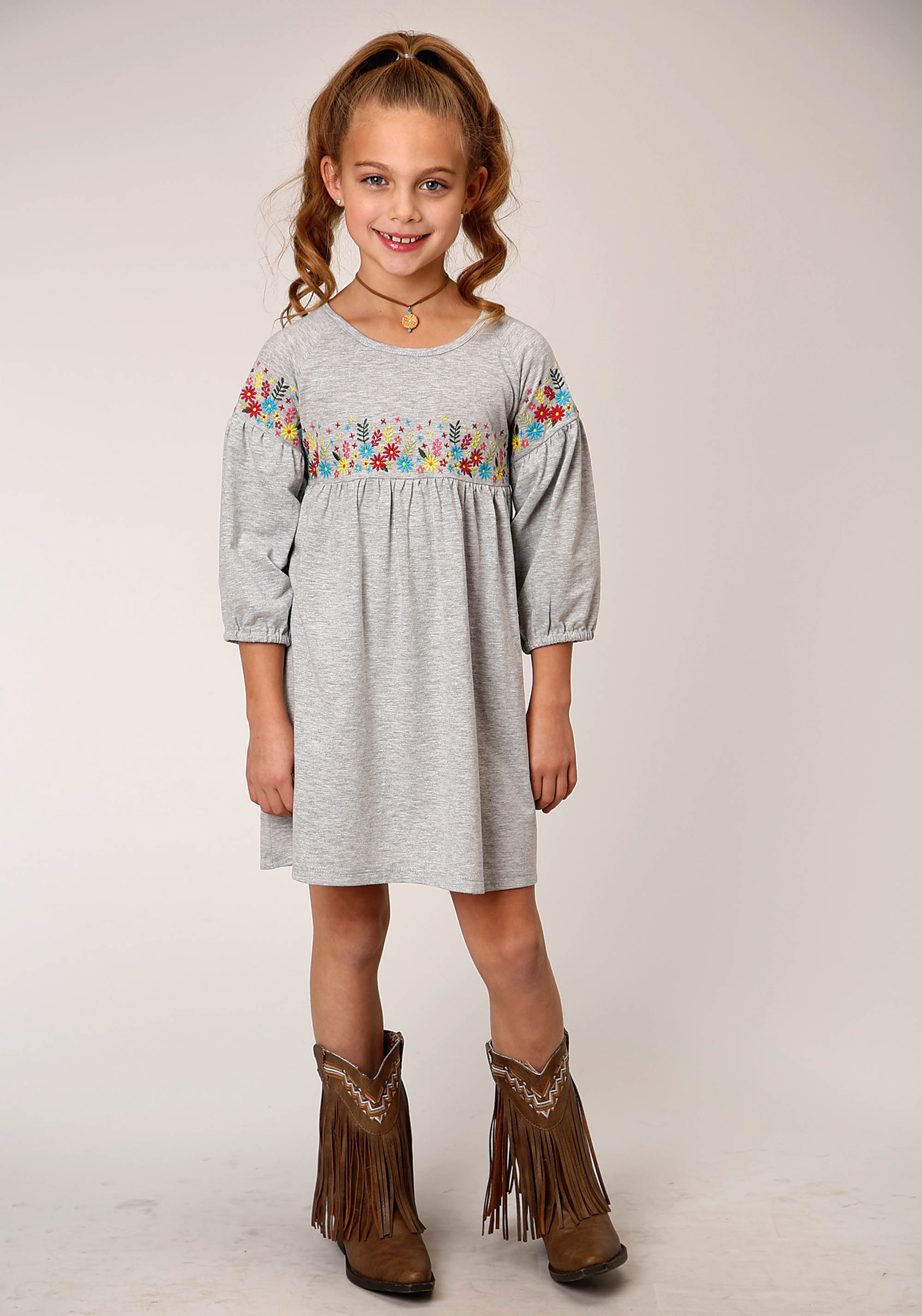 Five Star Girls Girls Grey 00973 Cotton Millange Dress