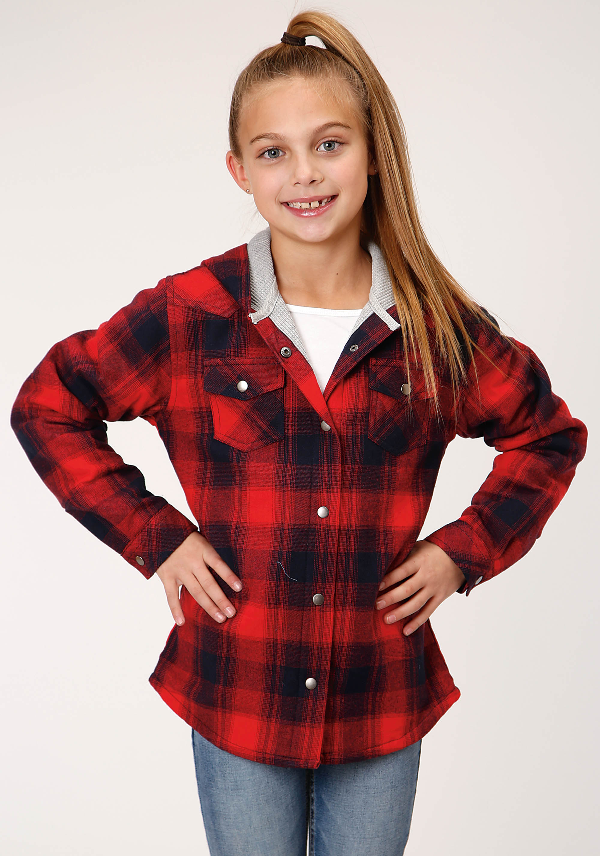 Girls Red 1318 Thermal Lined Flannel Shirt Jckt