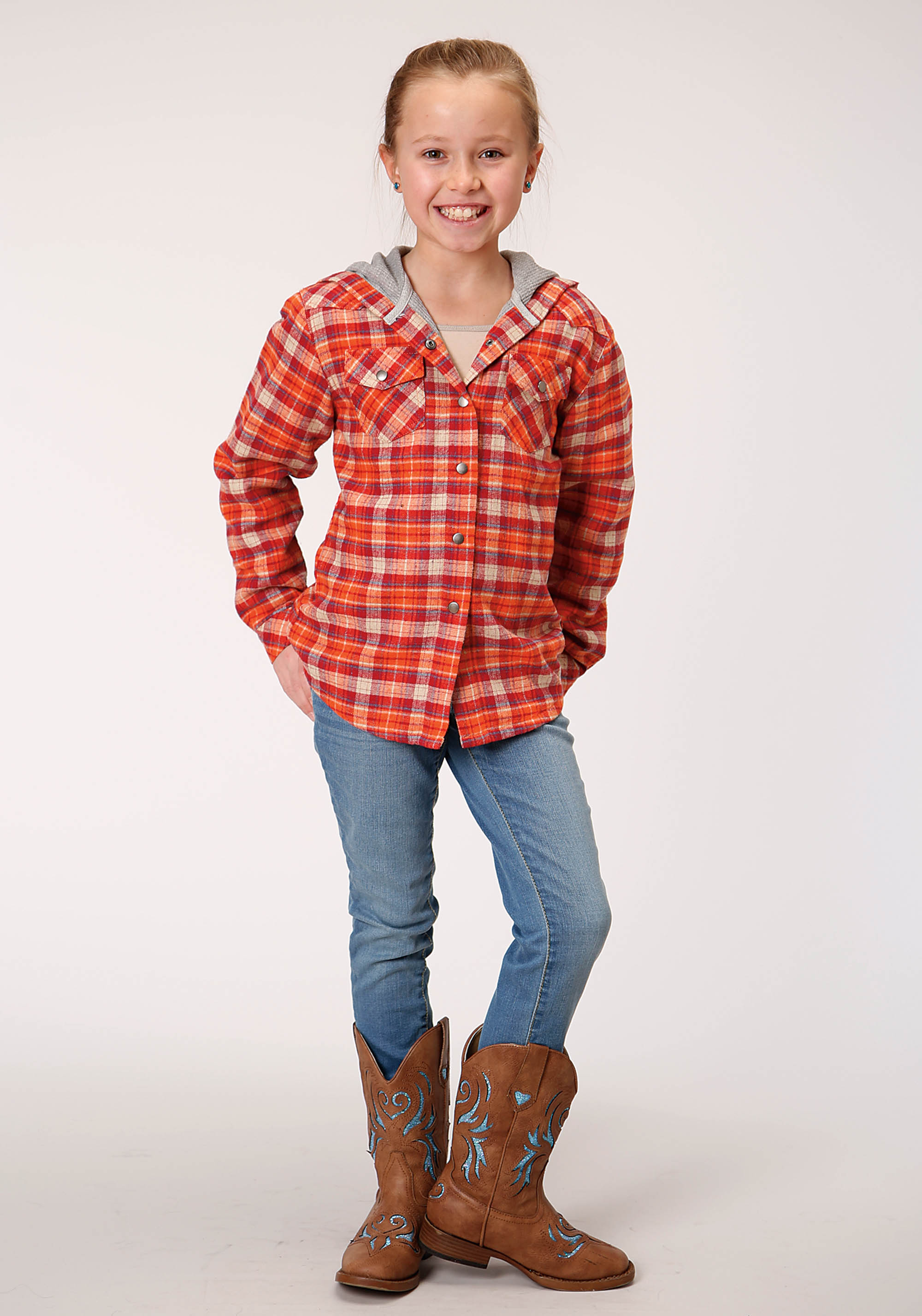 Girls Orange 00934 Thermal Lined Flannel Shirt Jckt