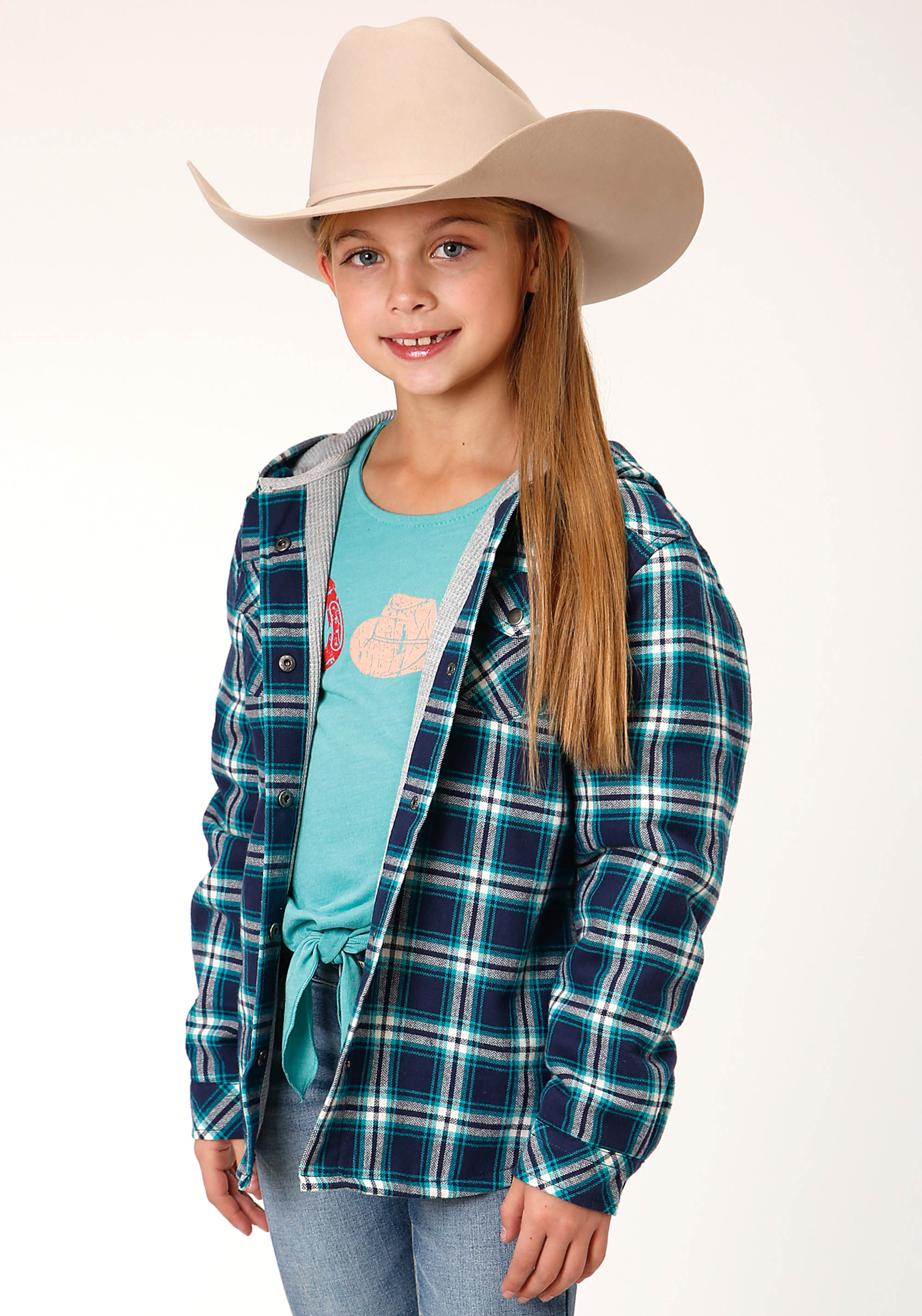 Girls Blue 1318 Thermal Lined Flannel Shirt Jckt