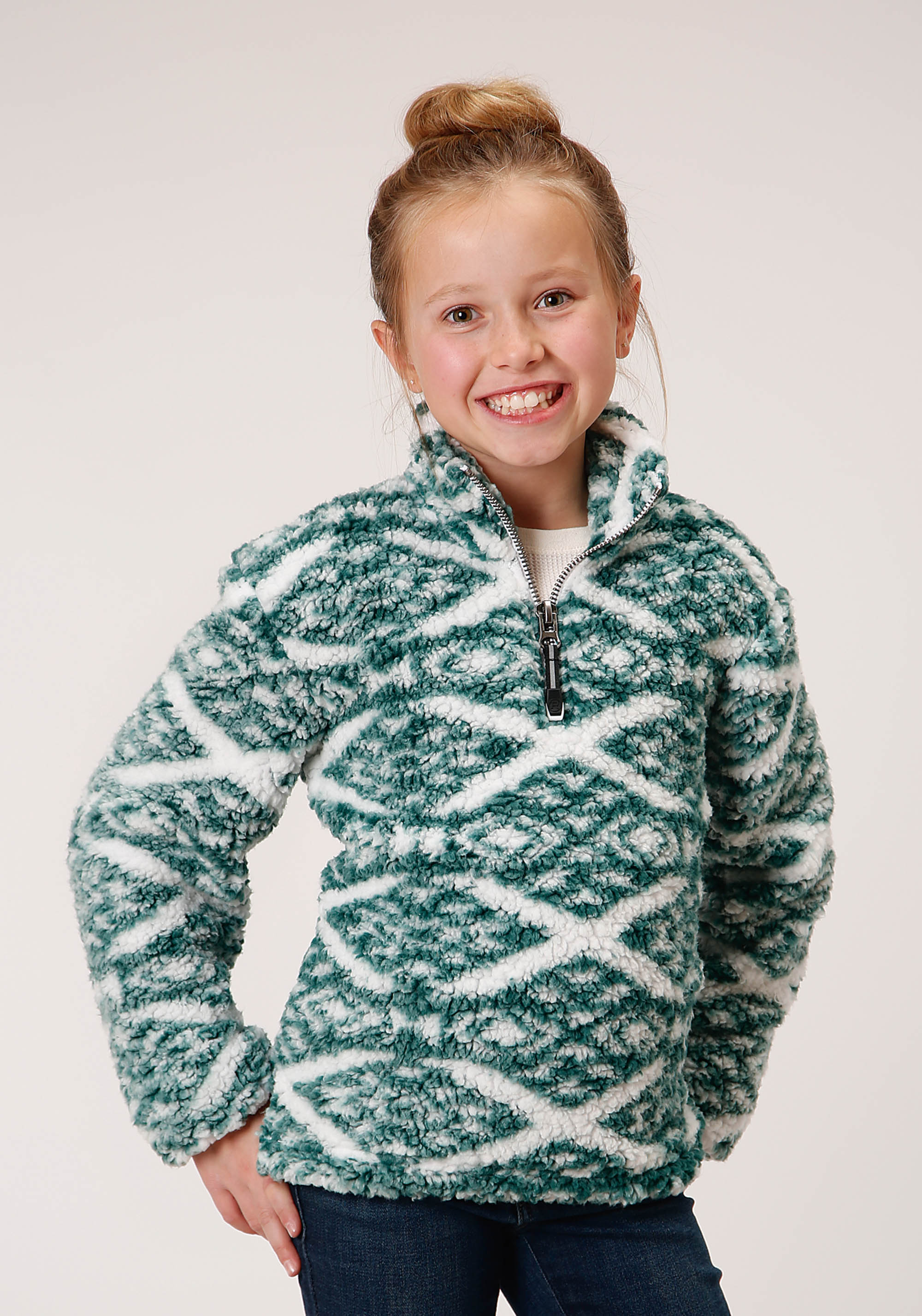 Roper Outerwear- Girl’s Girls Green 00976 Diamond Print Polar Fleece