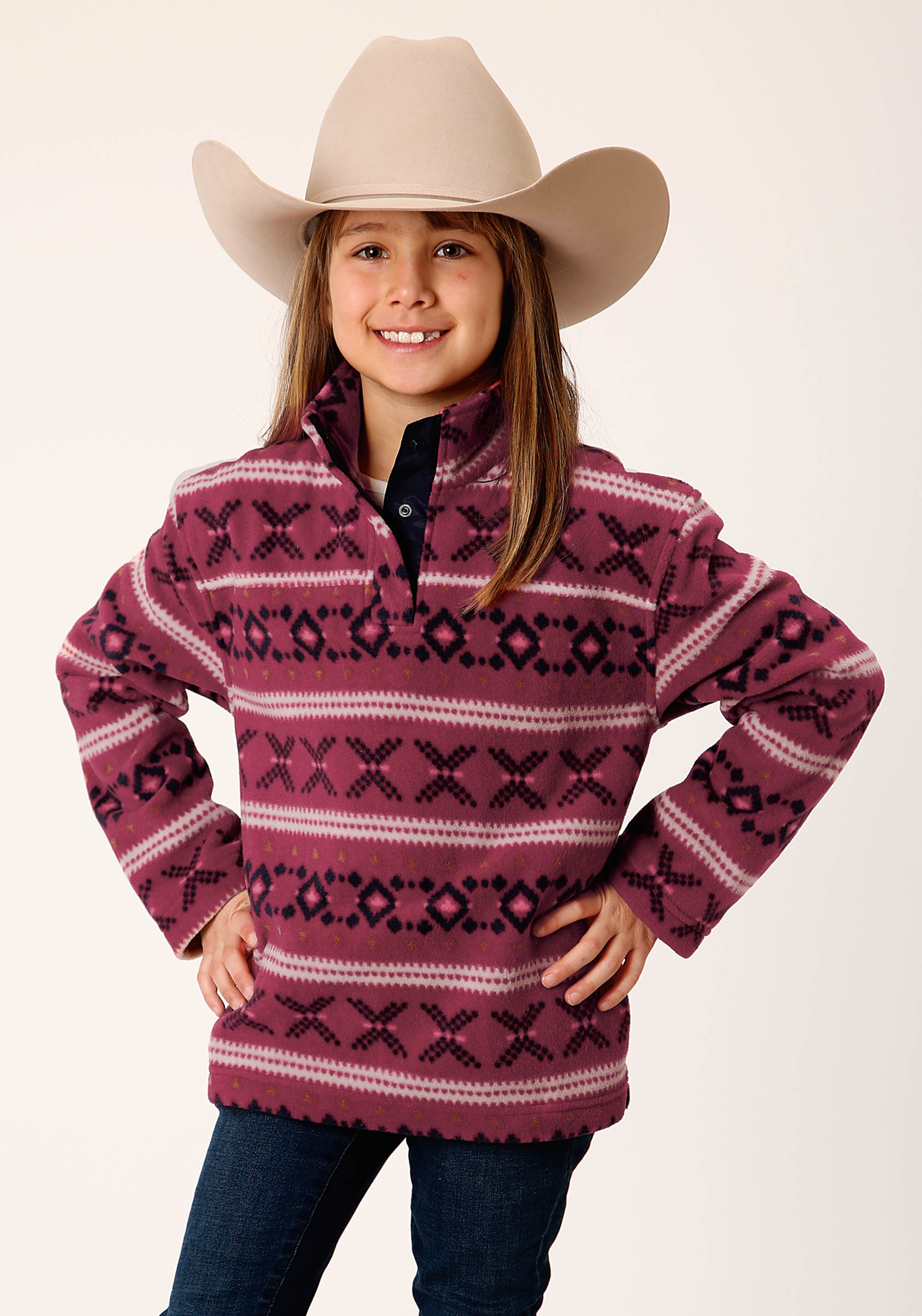 Roper Outerwear – Girls Girls 1816 Rusty Red Aztec Prt Fleece