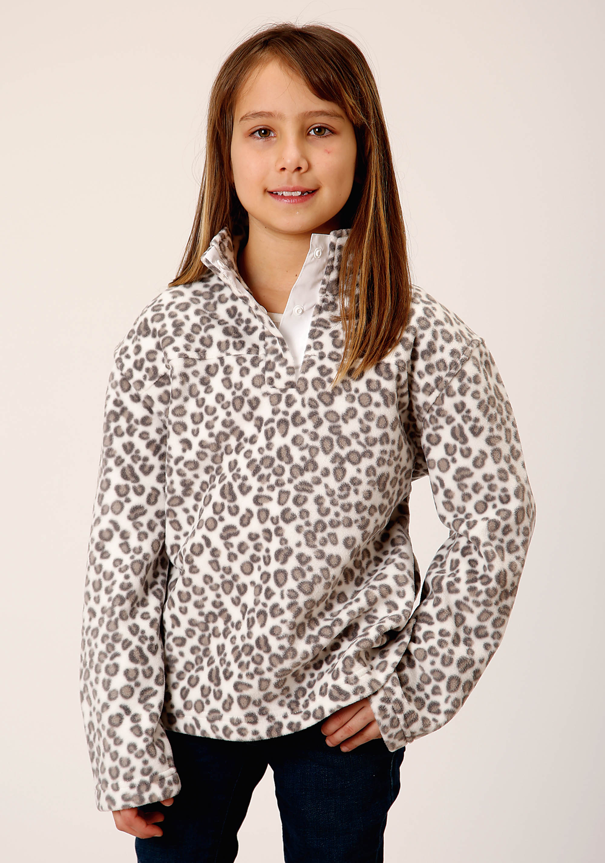 Roper Outerwear – Girls Girls White 1816 Snow Leopard Prt Fleece