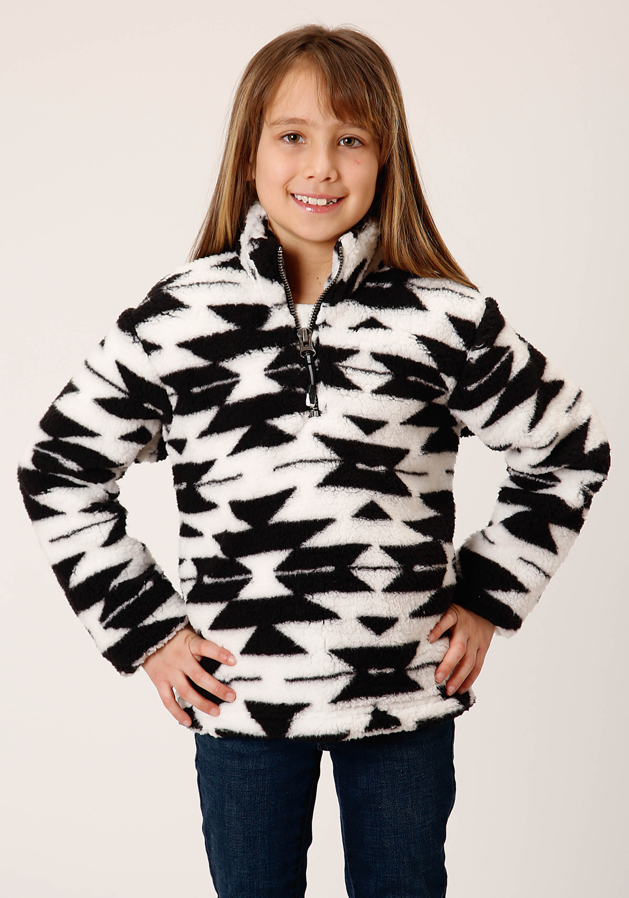 Roper Outerwear – Girls Girls Black 1820 Blk/wh Aztec Polar Fleece