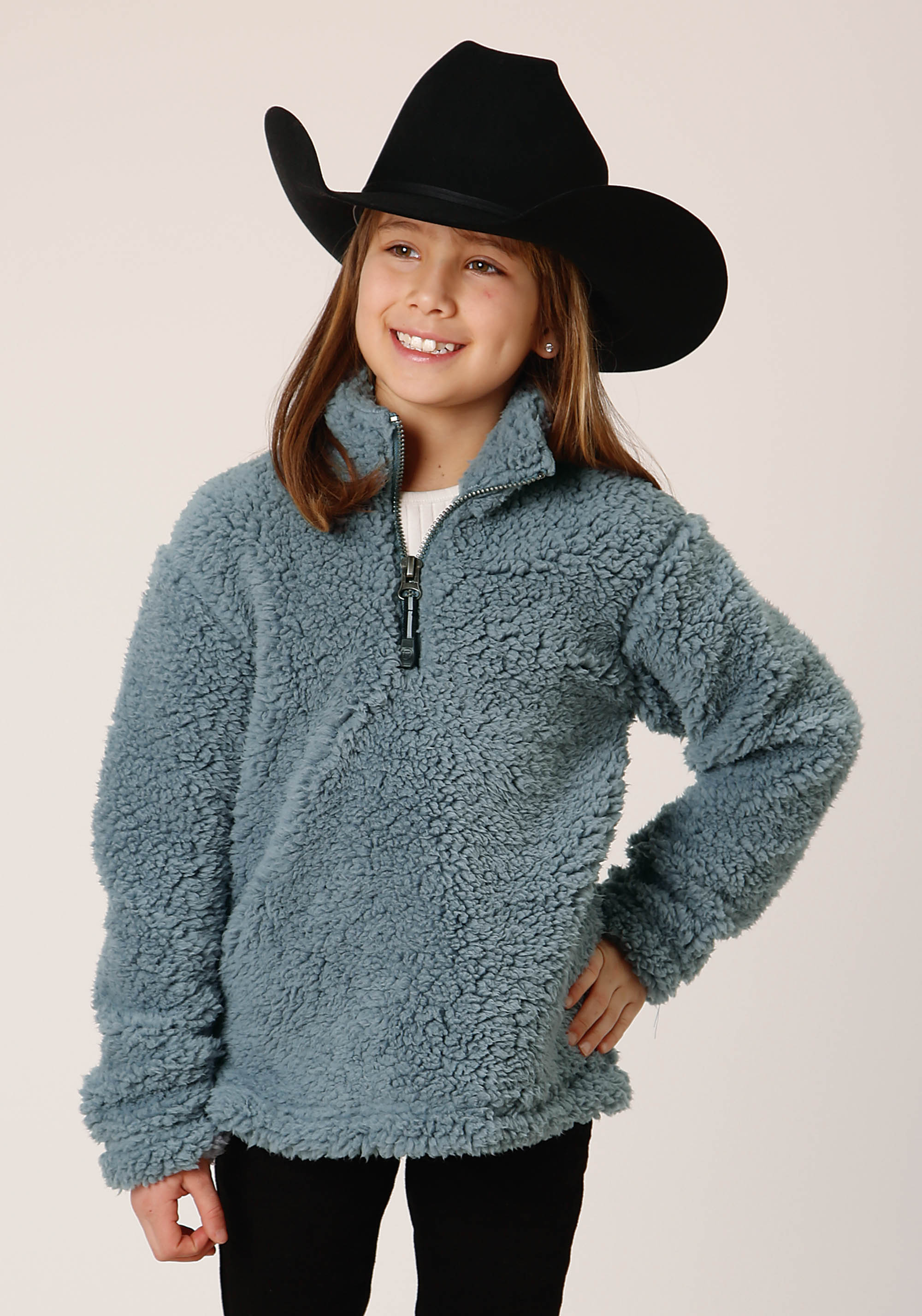 Roper Outerwear – Girls Girls 1820 Solid Steel Blue Polar Fleece