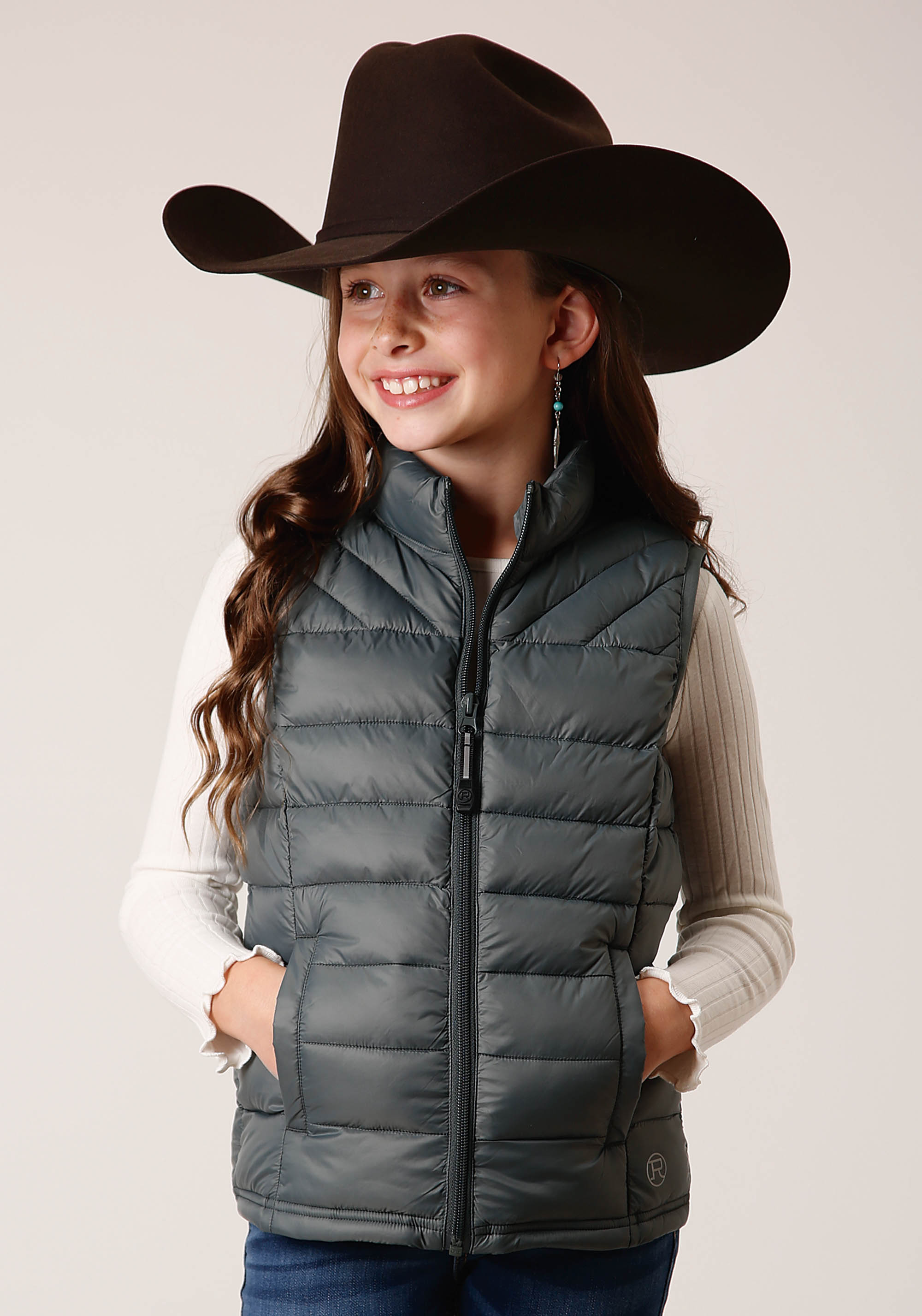 Roper Outerwear – Girls Girls 1744 Slvr Sage Nylon Parachute Vest