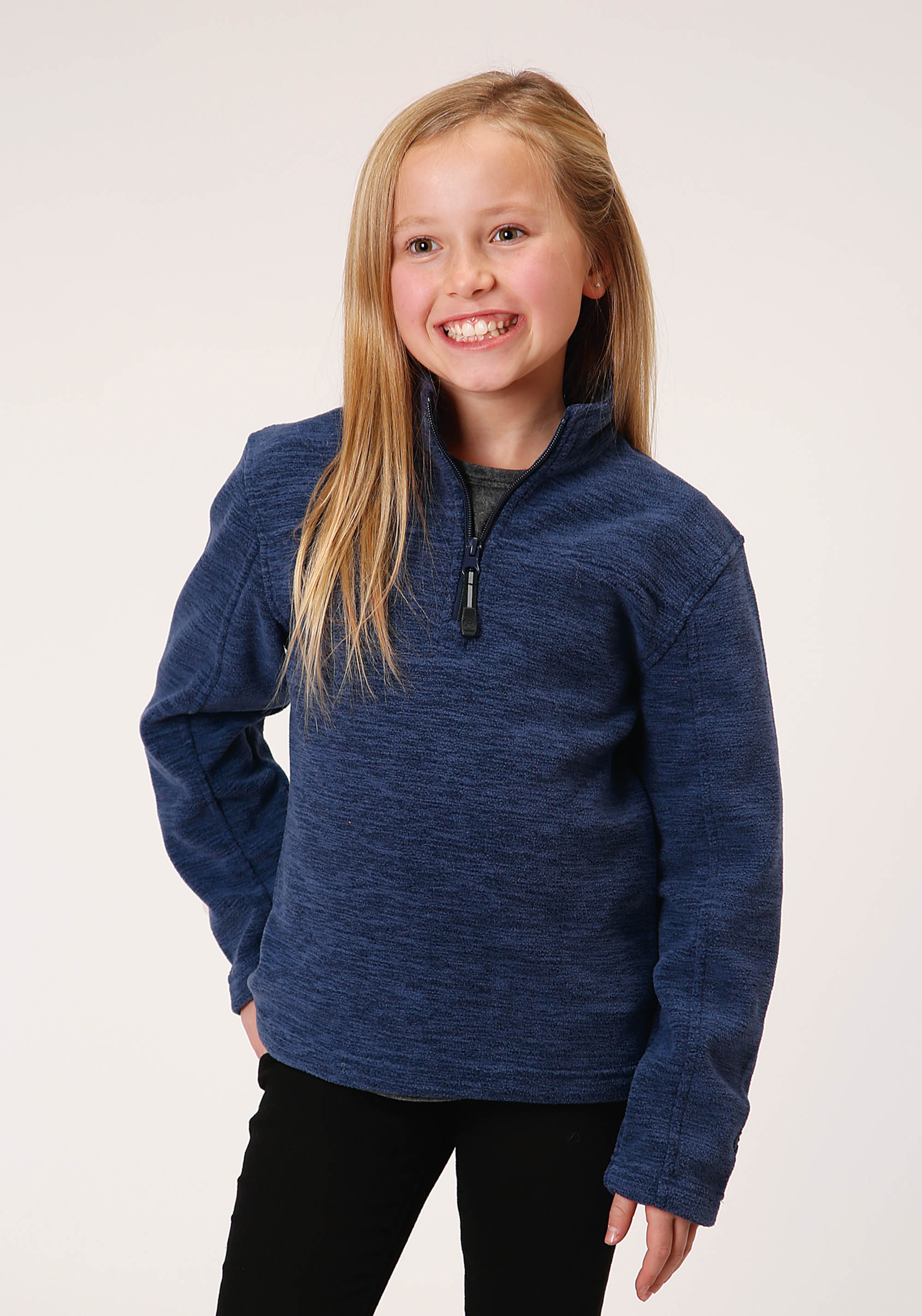 Roper Outerwear- Girl’s Girls Blue 00954 Melange Navy Micro Fleece