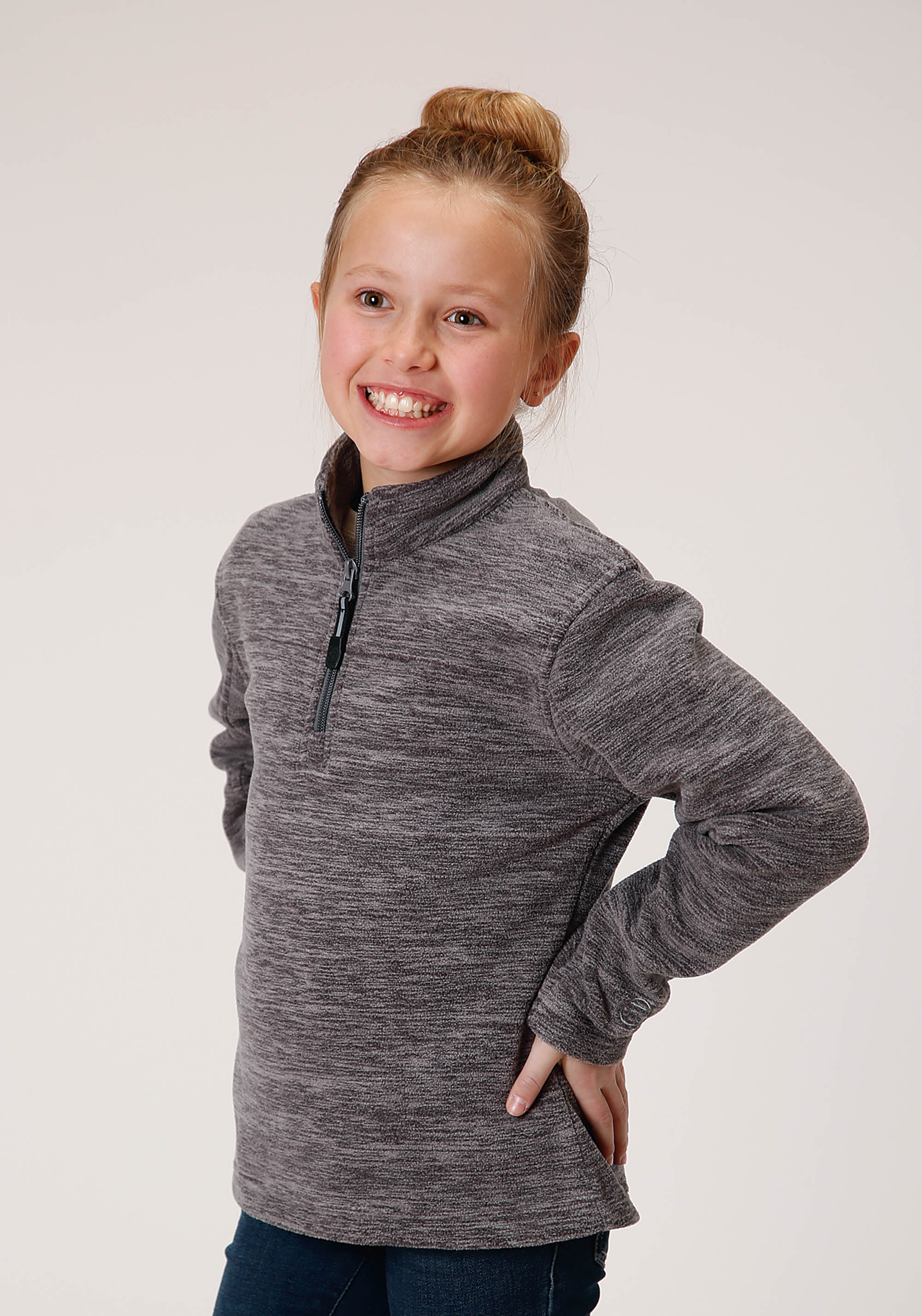 Roper Outerwear- Girl’s Girls 00954 Melange Grey Micro Fleece